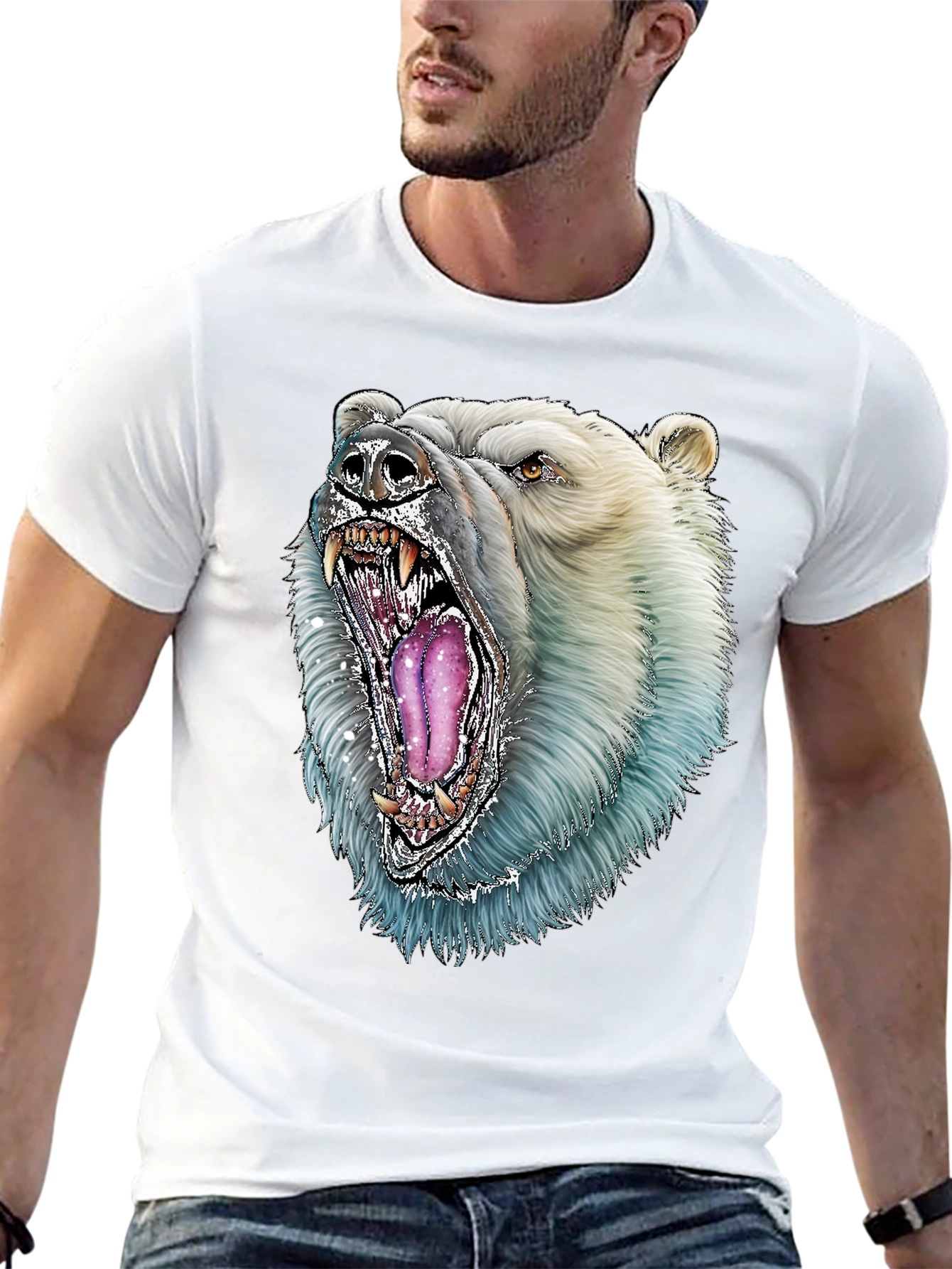 Polar Bear Graphic Tee - Fierce Animal Design