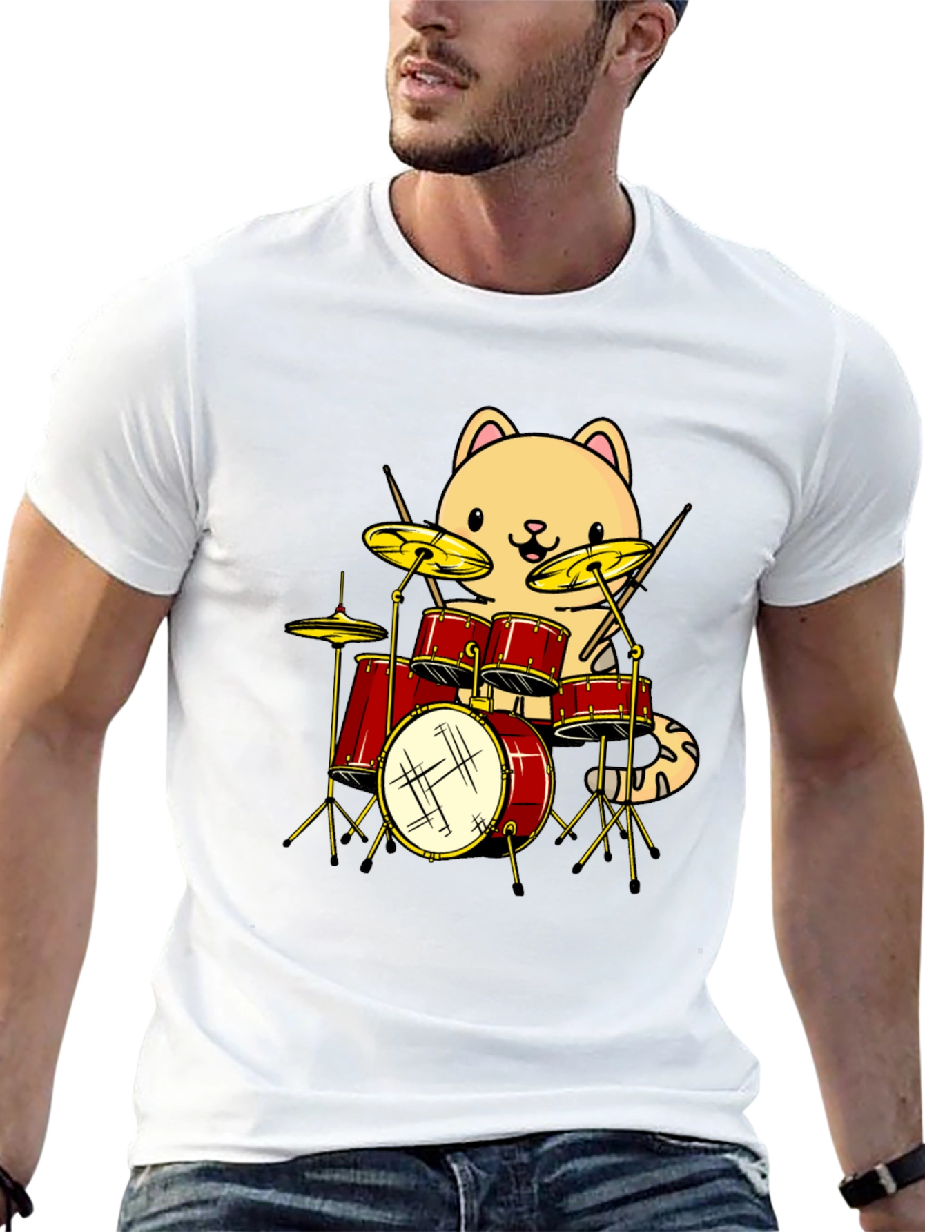 Cat Drummer Graphic Tee