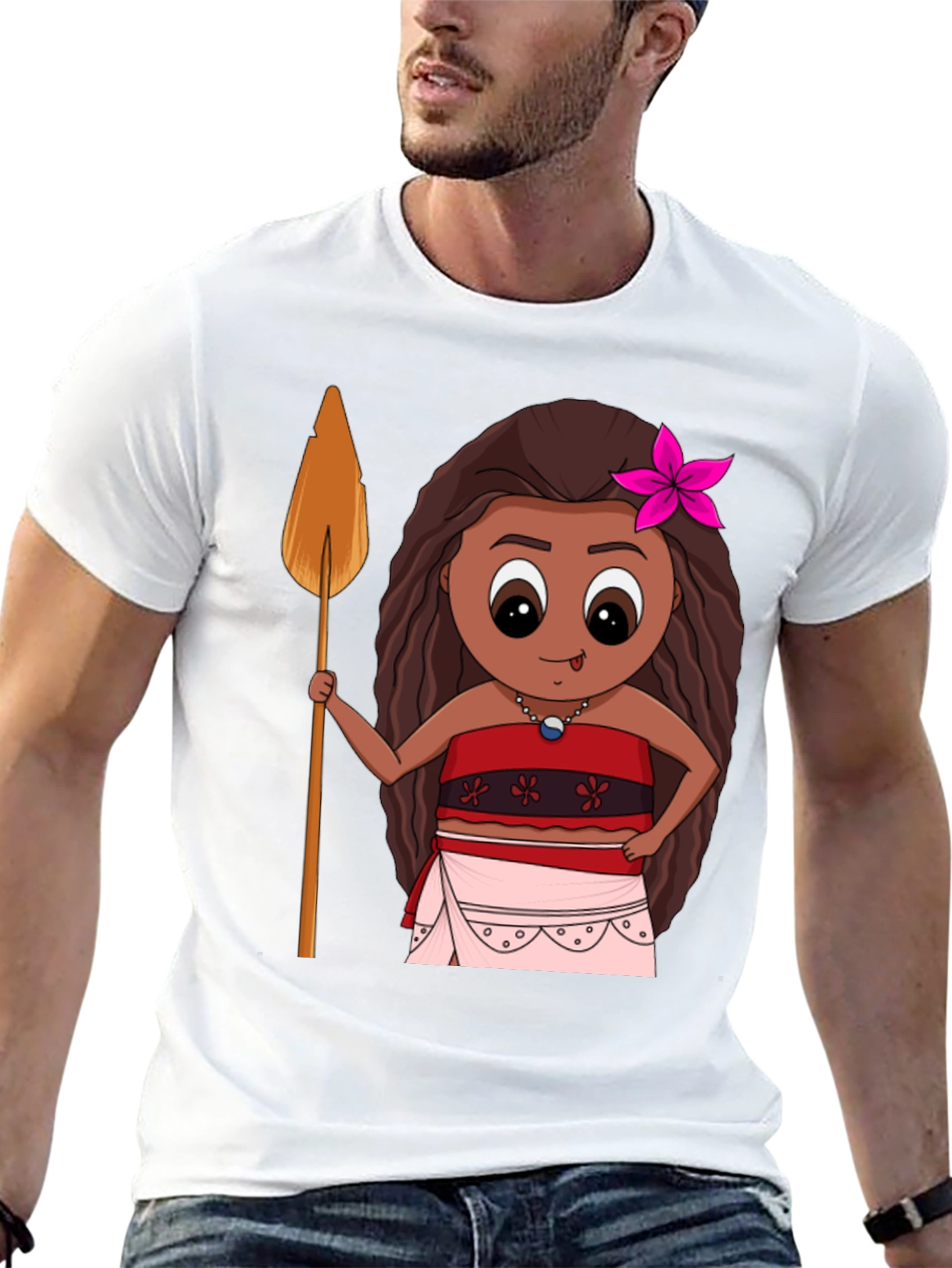 Moana Cartoon Graphic Tee - Black T-Shirt