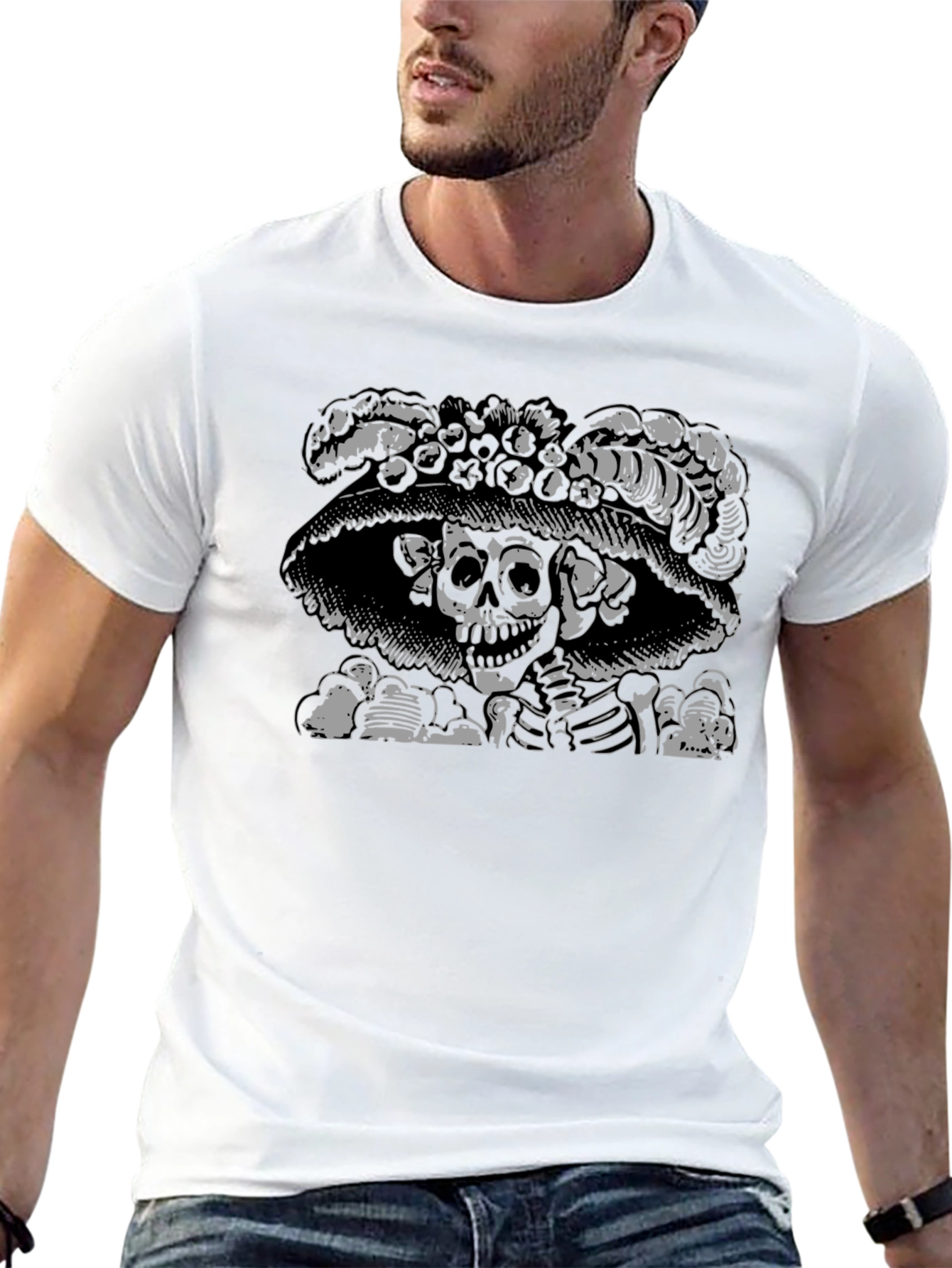 Skull & Roses Graphic Tee - Black