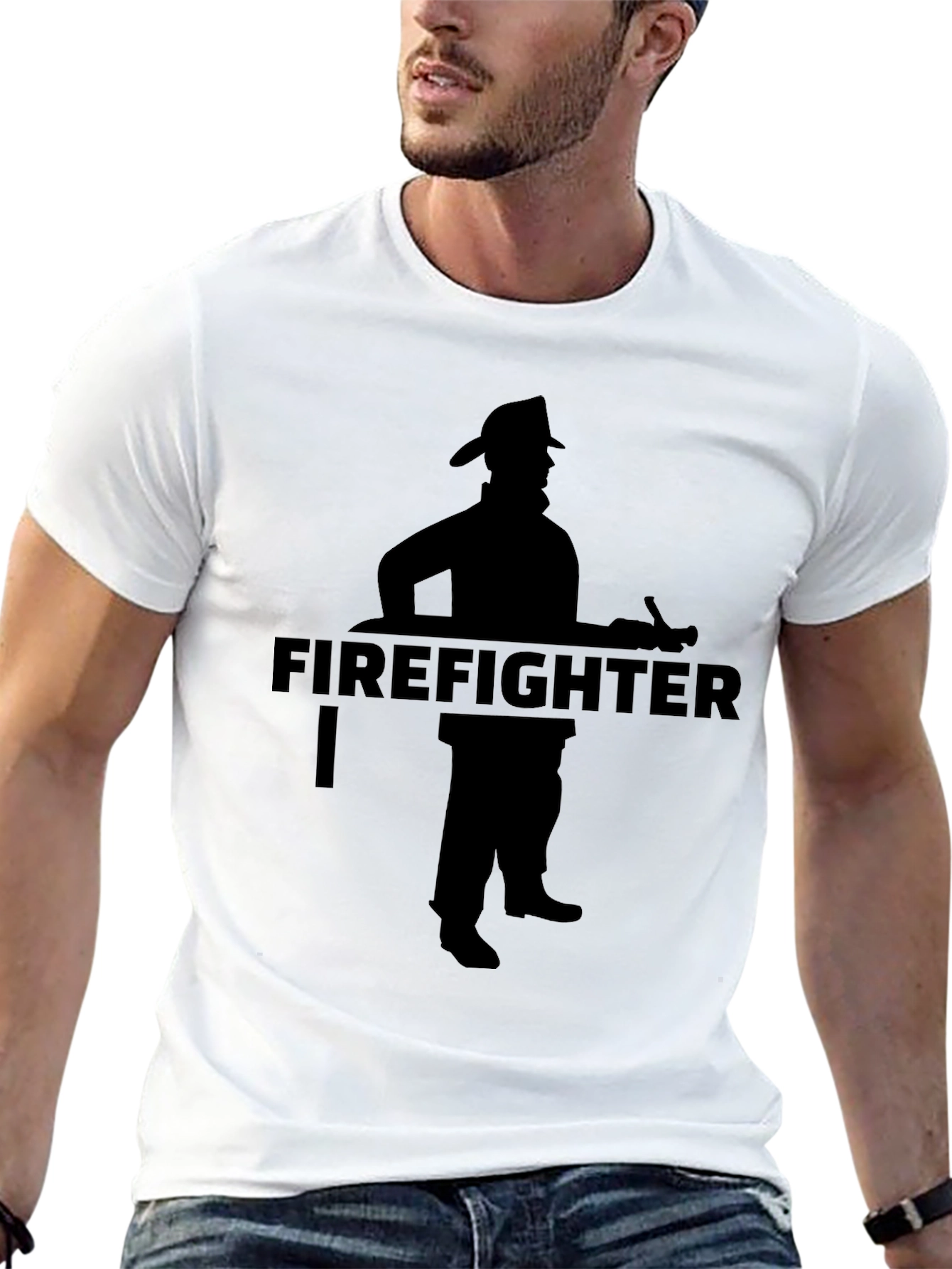 Firefighter Silhouette Graphic Tee - Black