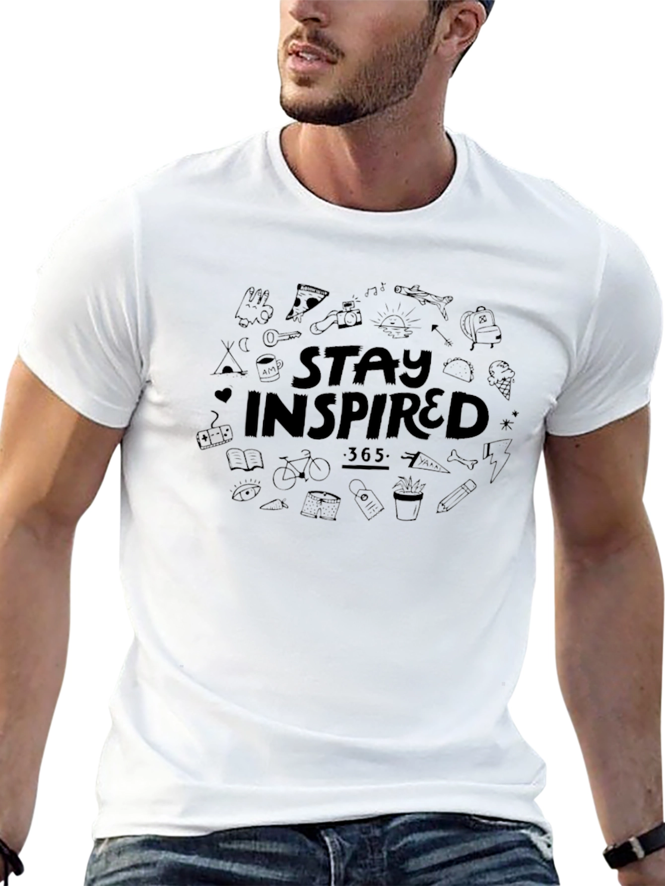 Stay Inspired Black Graphic T-Shirt