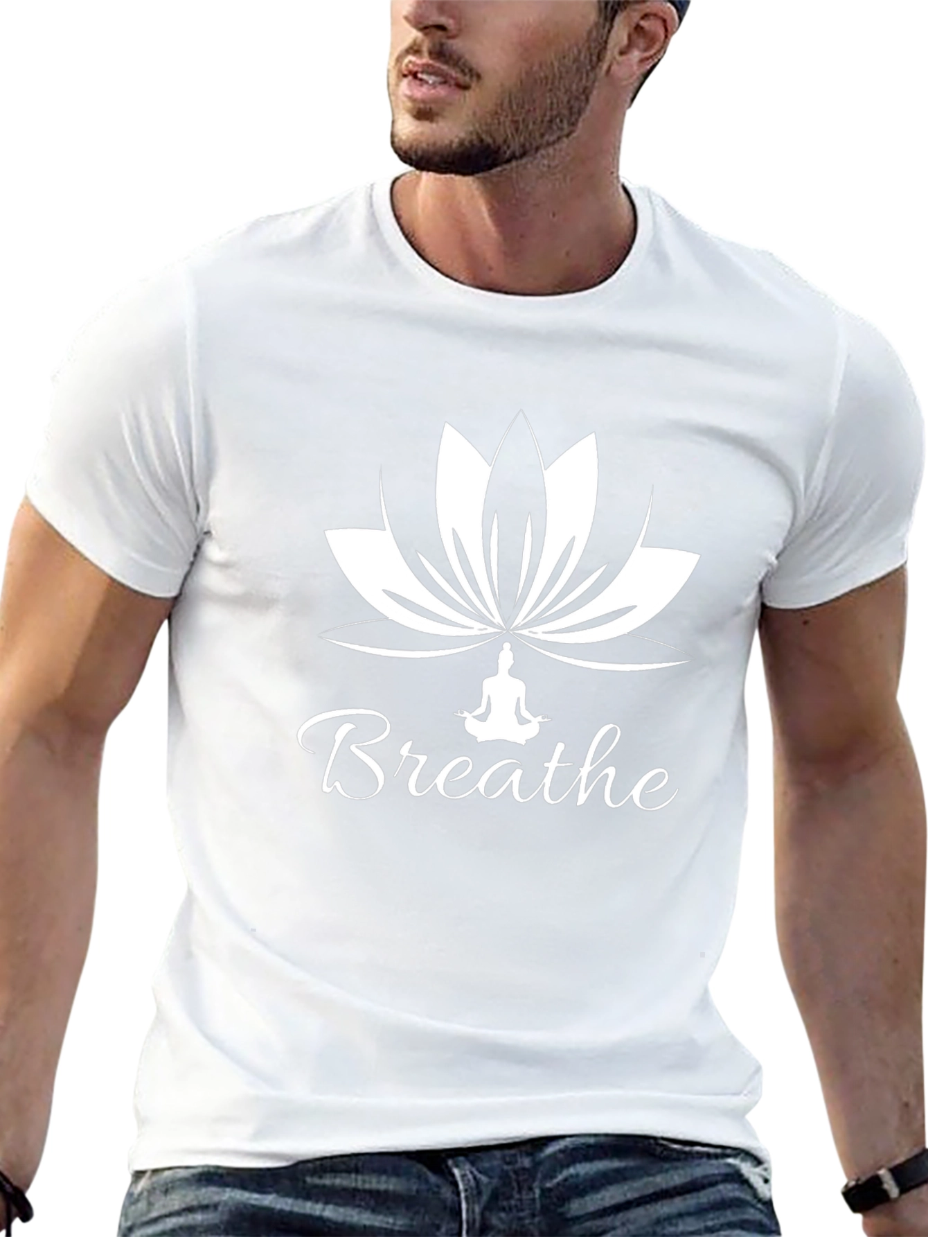 Breathe Yoga Lotus Flower Graphic T-Shirt
