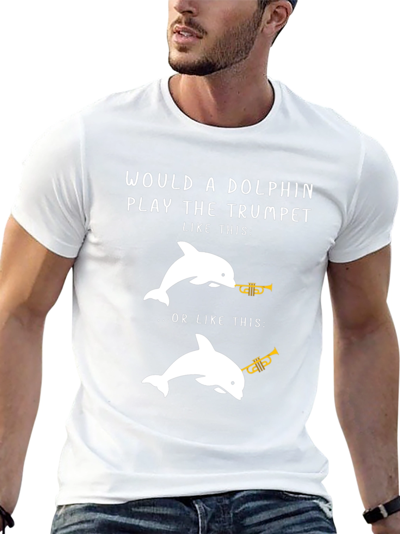 Dolphin Trumpet Graphic Tee - Funny Music Lover Shirt