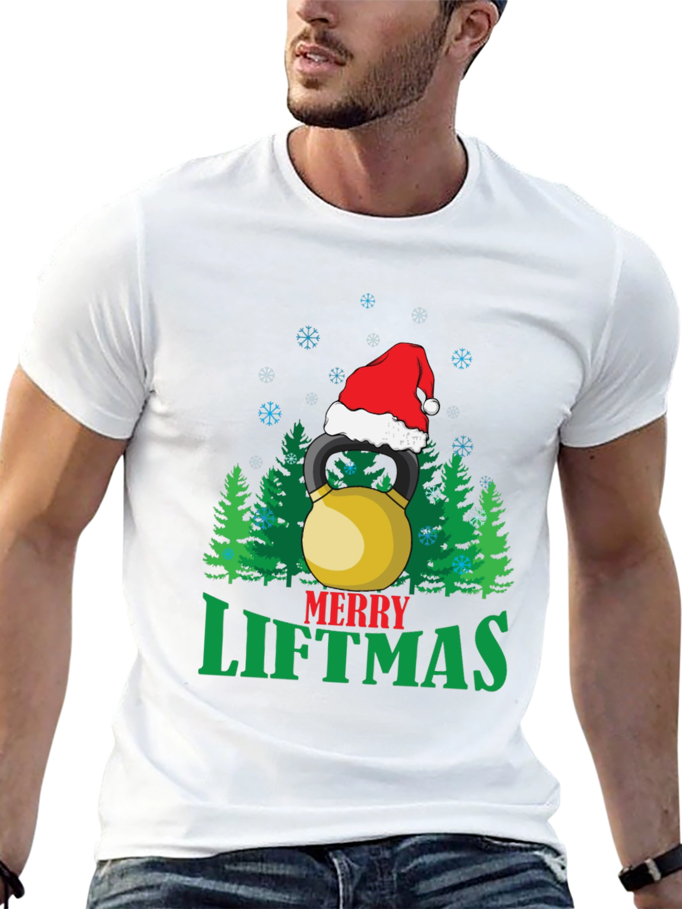Merry Liftmas T-Shirt - Holiday Kettlebell Design
