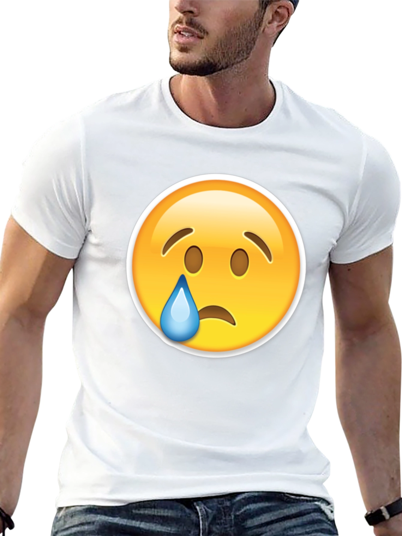 Sad Emoji Graphic Black T-Shirt