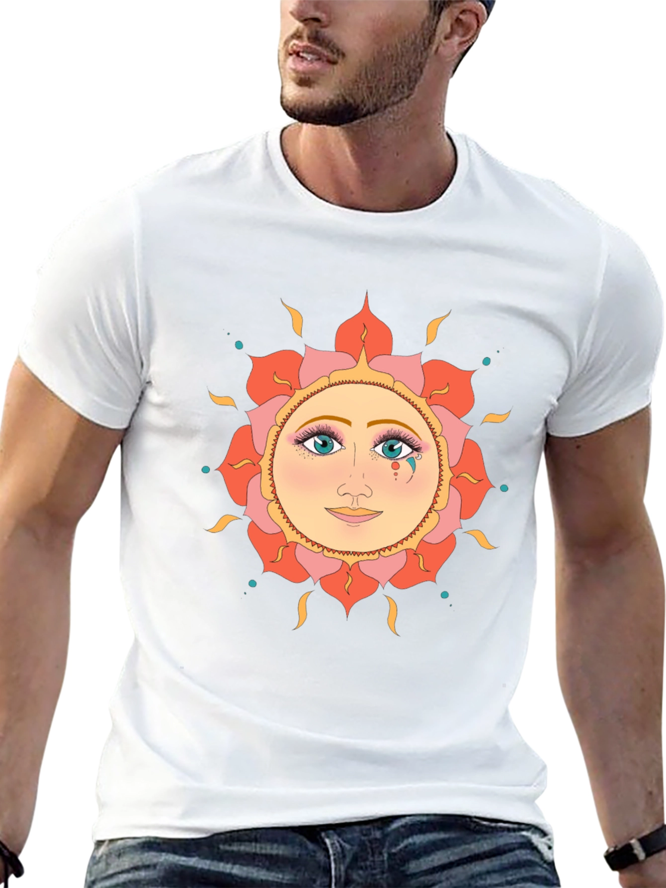 Mystic Sun Face Black T-Shirt
