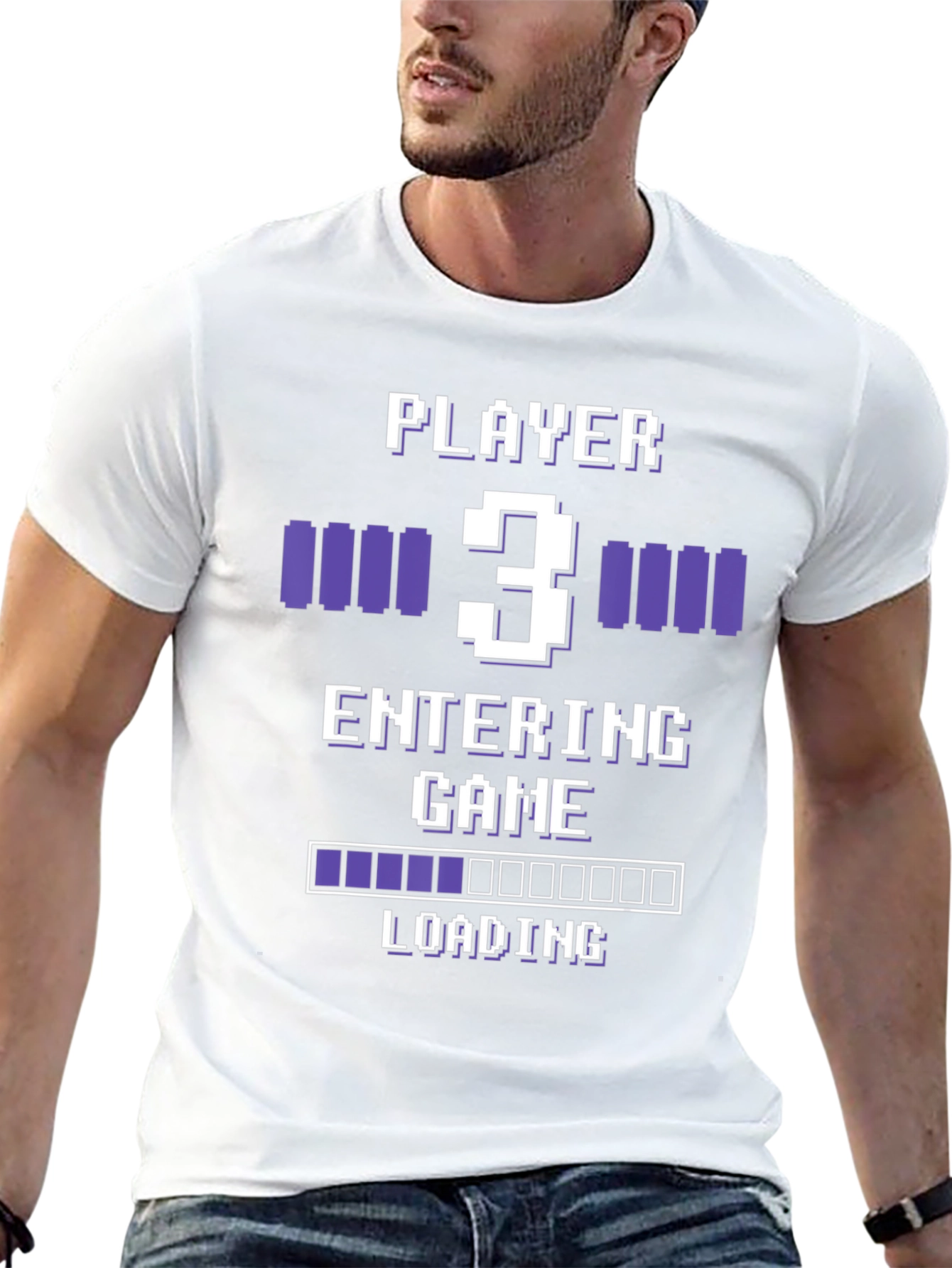 Gamer Player 3 Entering Game Black Graphic Tee