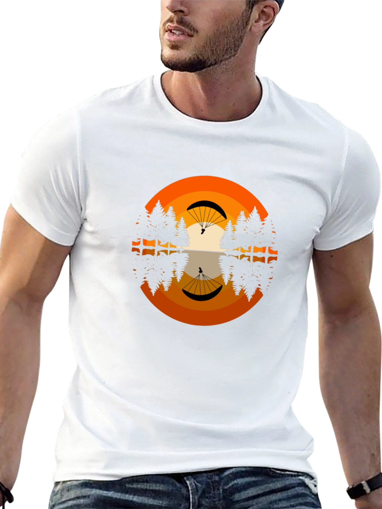 Sunset Paragliding T-Shirt - Nature Reflection Design