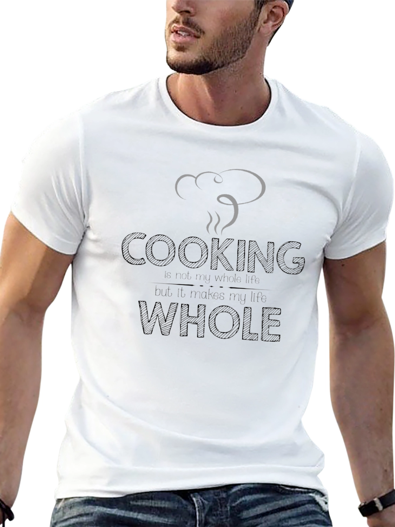 Cooking Makes My Life Whole Black T-Shirt
