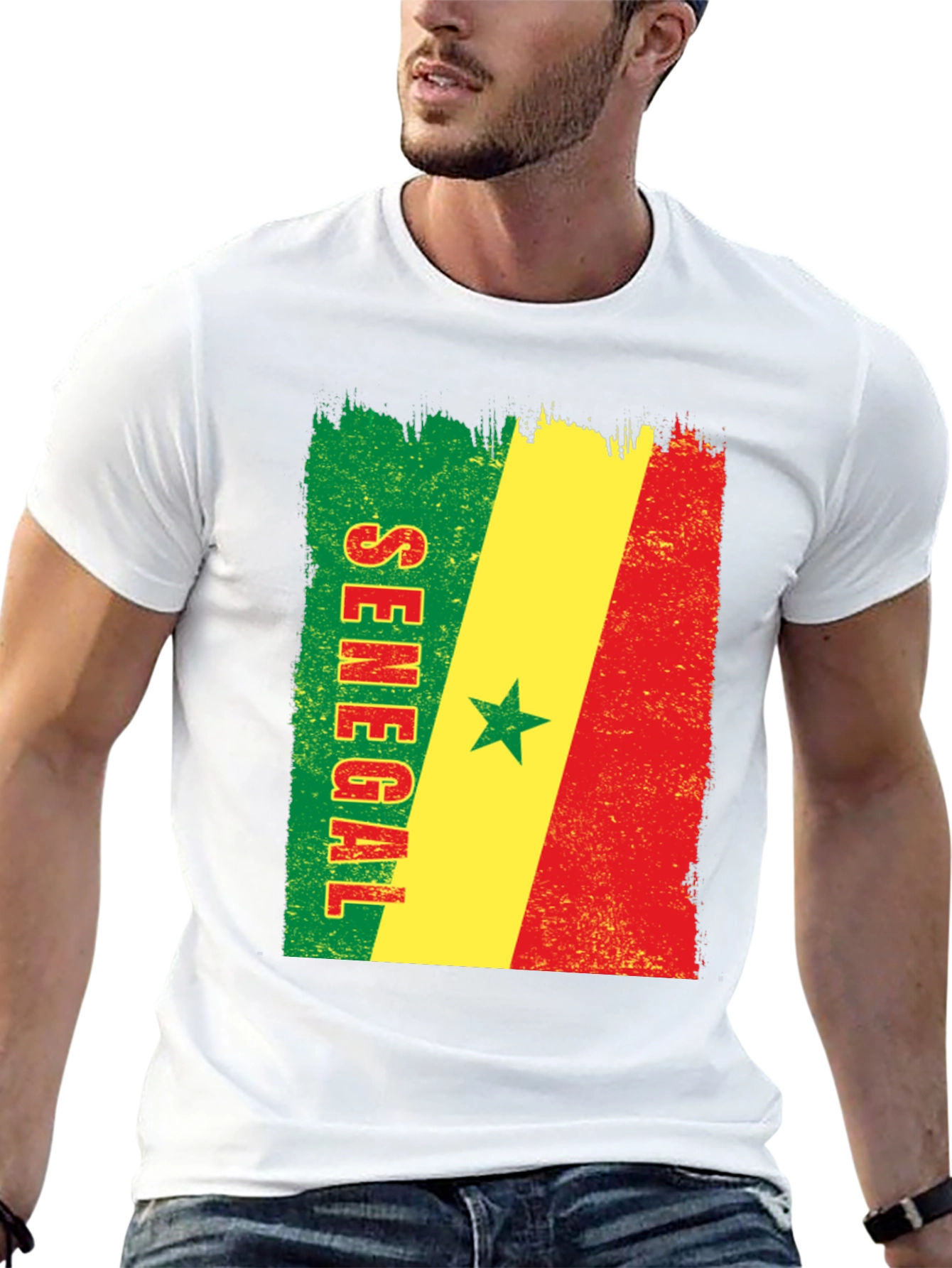 Senegal Flag T-Shirt - Distressed Graphic Tee