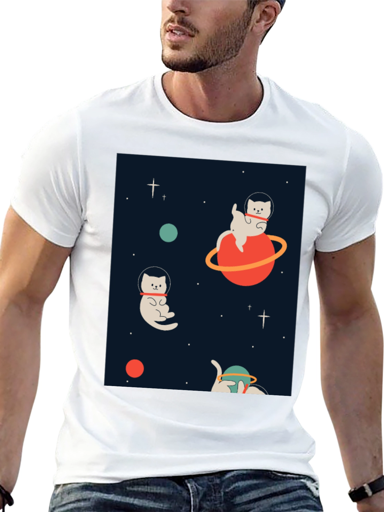 Space Cats Black Graphic Tee