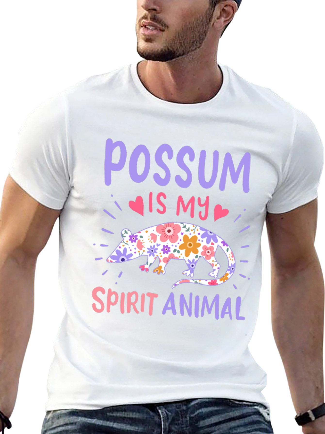 Possum Spirit Animal T-Shirt - Floral Possum Design