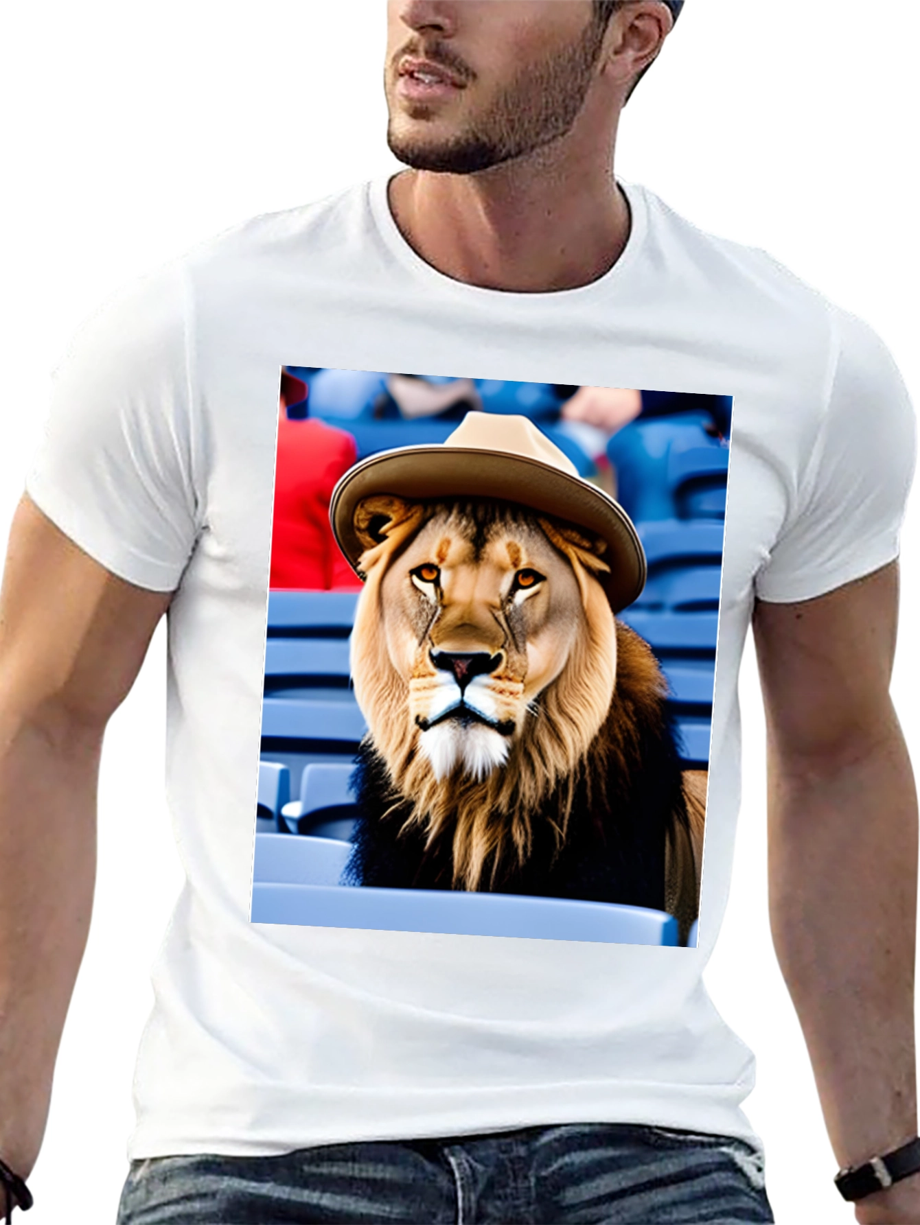 Lion in Hat Graphic Tee - Black Cotton Shirt