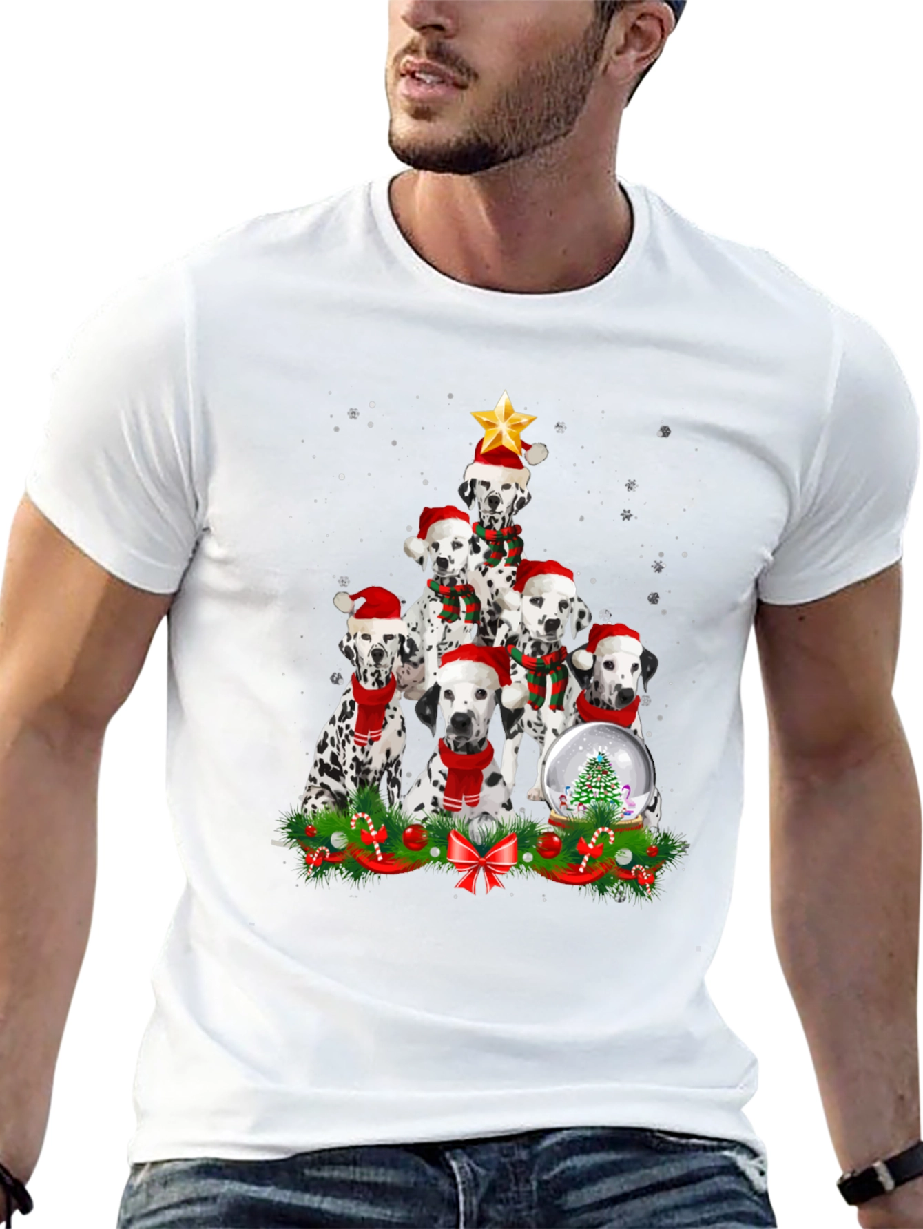 Dalmatian Christmas Tree T-Shirt Holiday Dog Tee