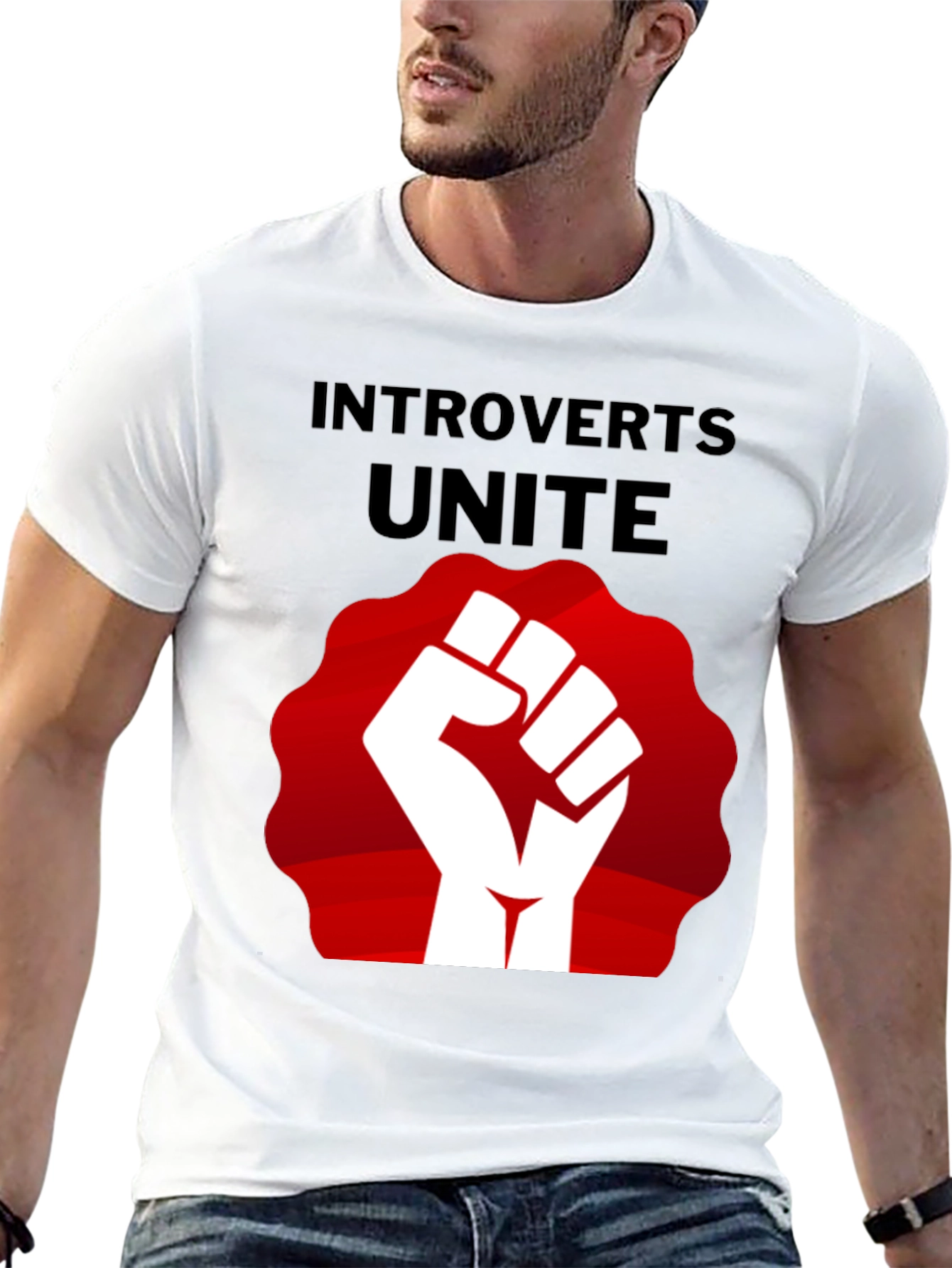 Introverts Unite T-Shirt: Red Fist Graphic Tee