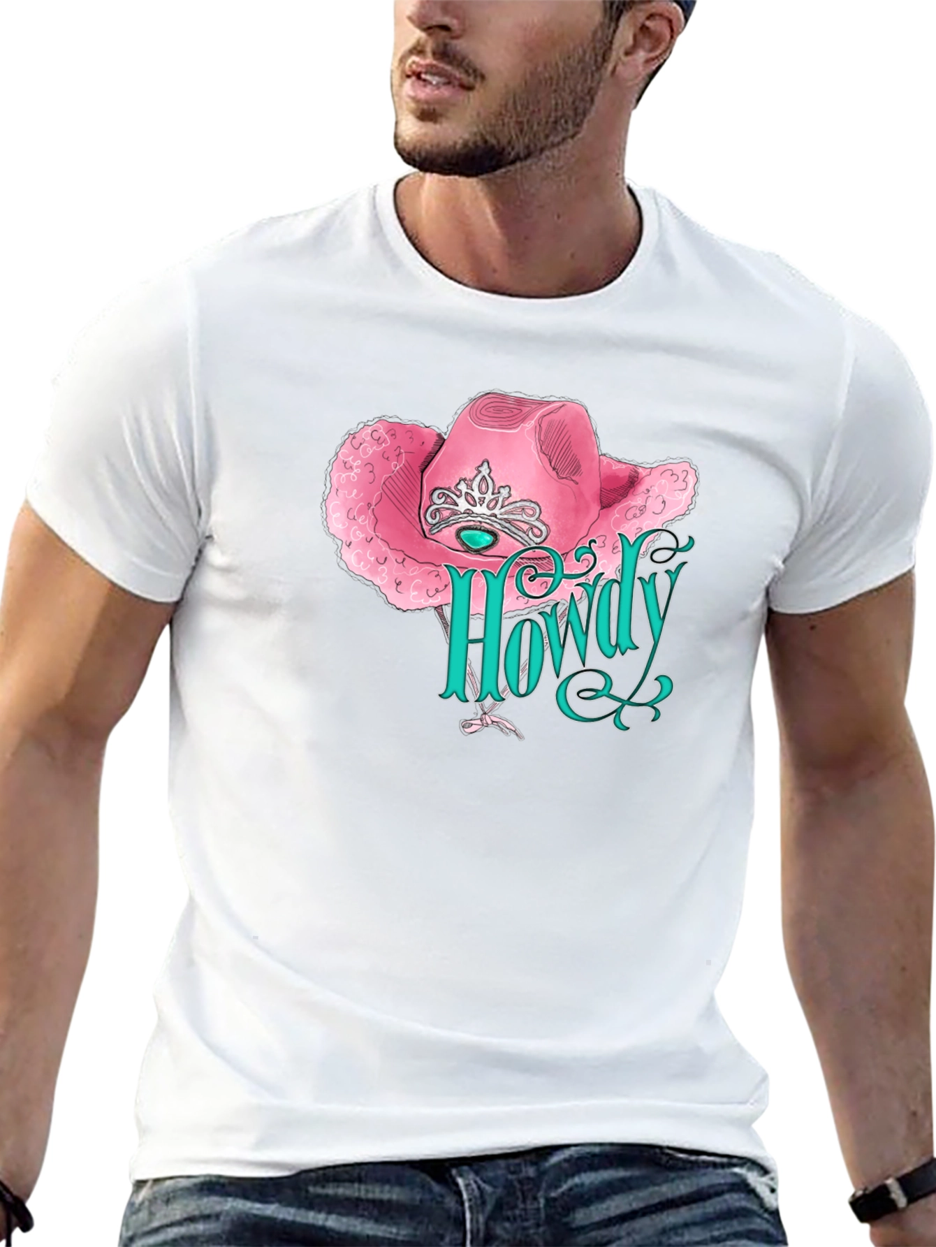 Howdy Cowgirl Tee - Pink Hat Design