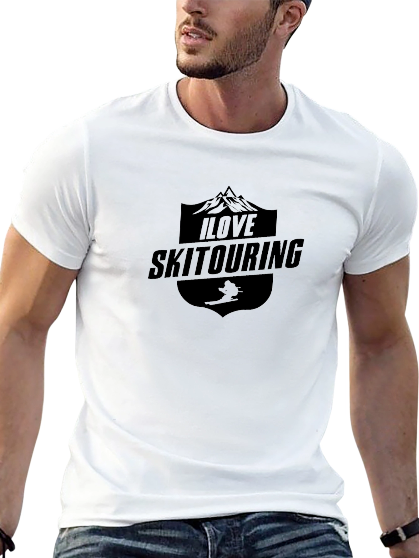 I Love Ski Touring Black T-Shirt