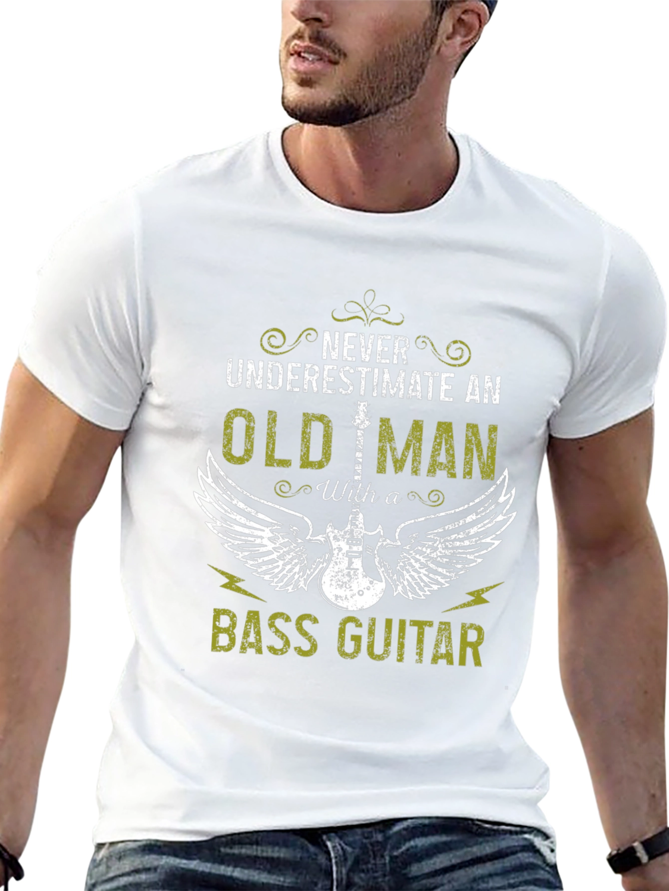 Old Man Bass Guitar T-Shirt - Never Underestimate!