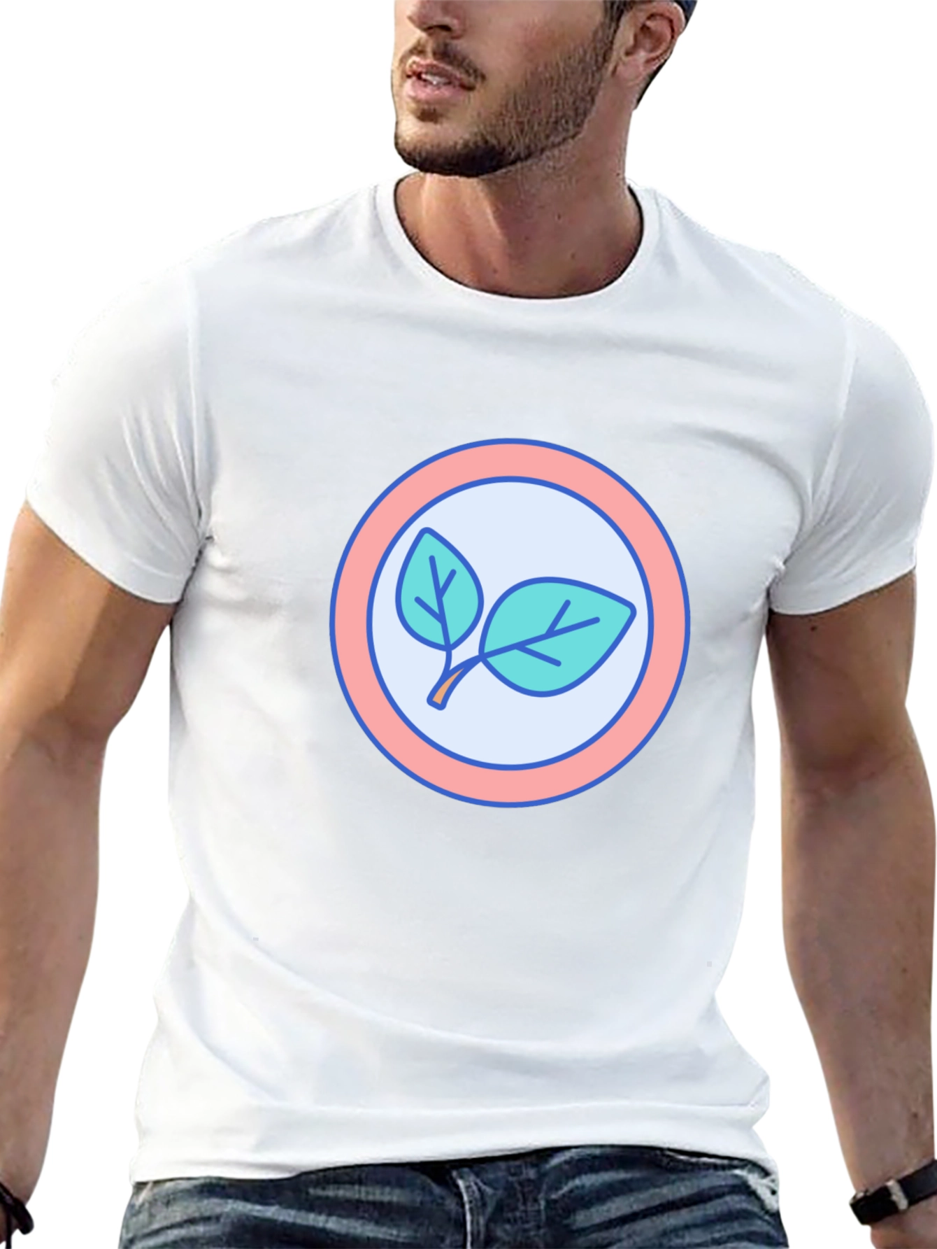 Leaf Circle Graphic T-Shirt - Modern Casual Tee