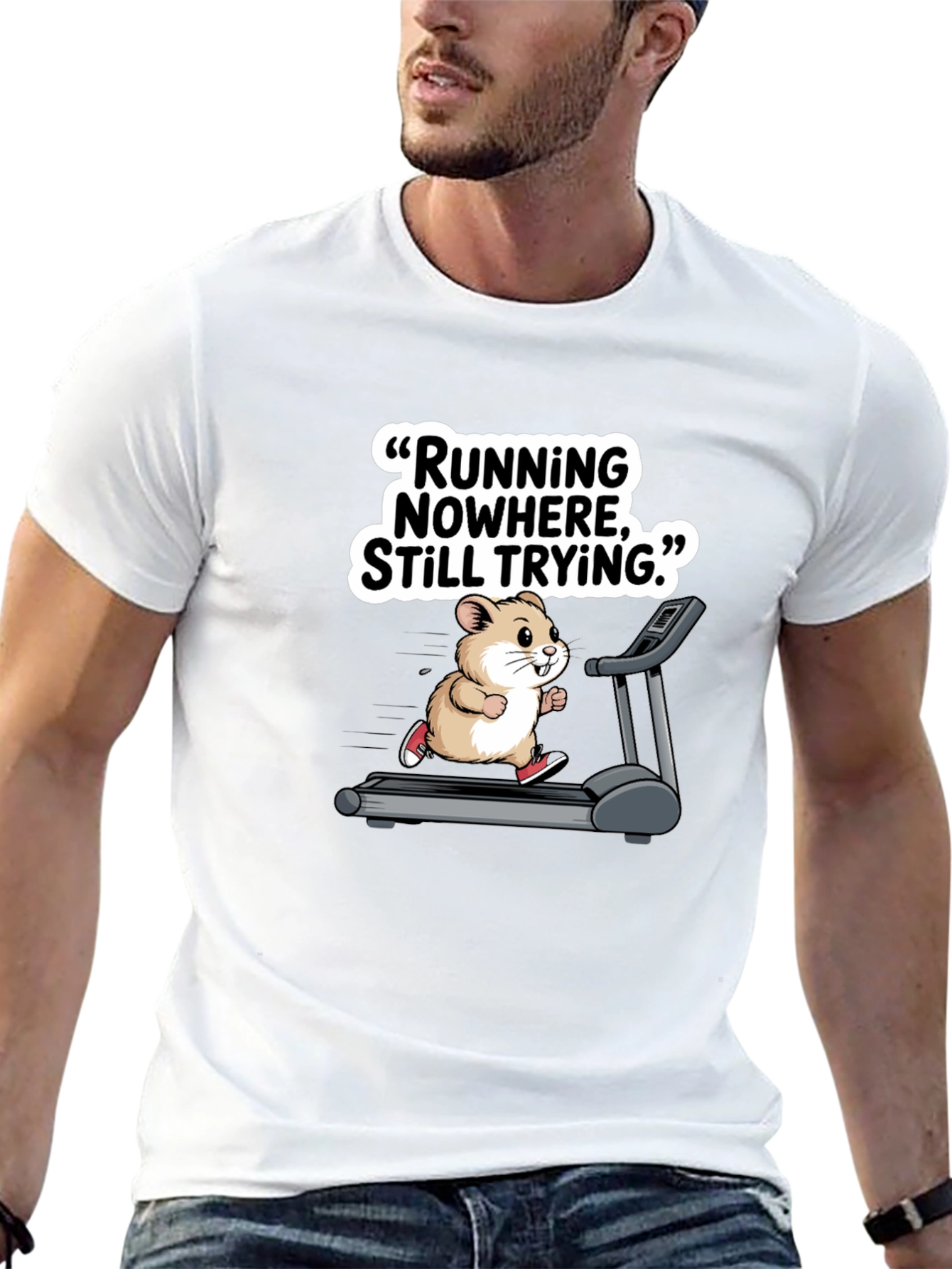 Hamster Treadmill Graphic Tee - Funny Workout Shirt