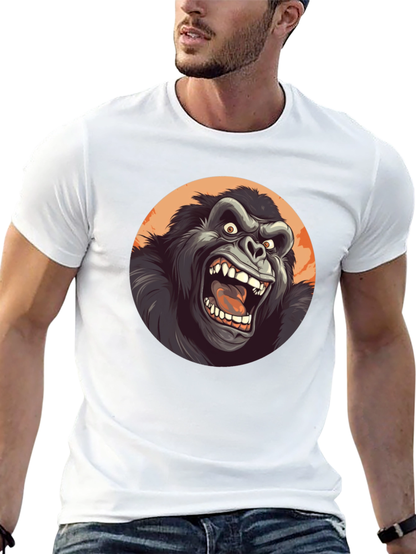 Roaring Gorilla Graphic Tee - Black Crew Neck