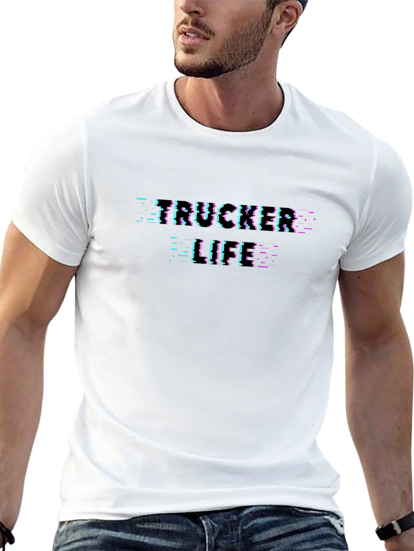 Trucker Glitch T-Shirt - Black