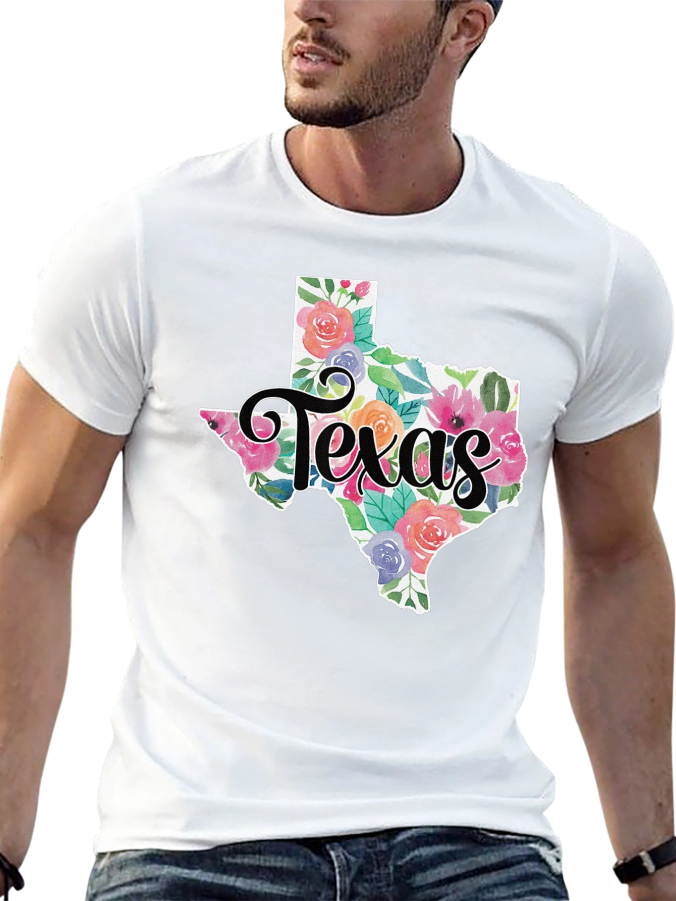 Floral Texas State T-Shirt Soft Cotton Tee