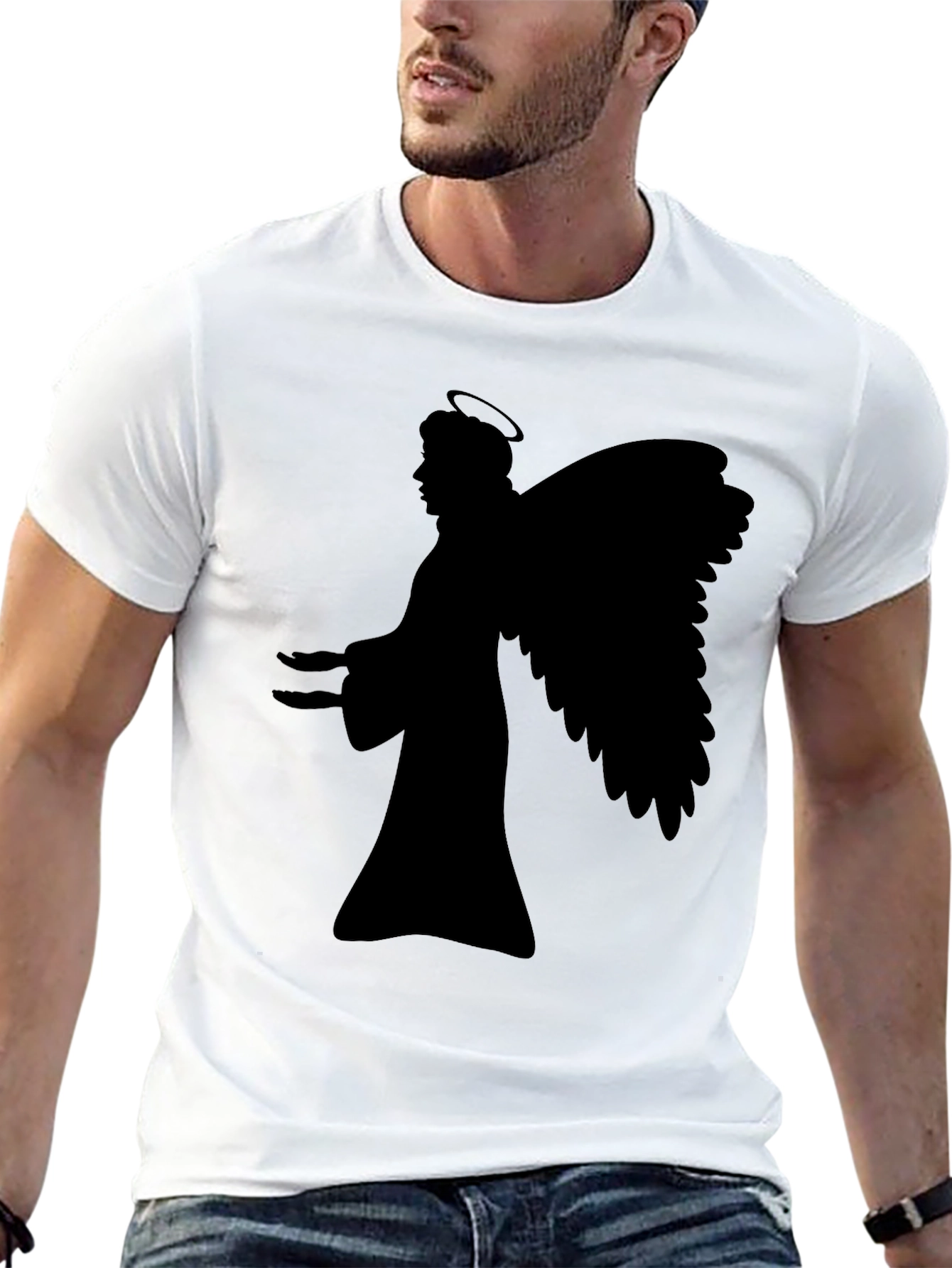 Angel Silhouette Graphic Black T-Shirt