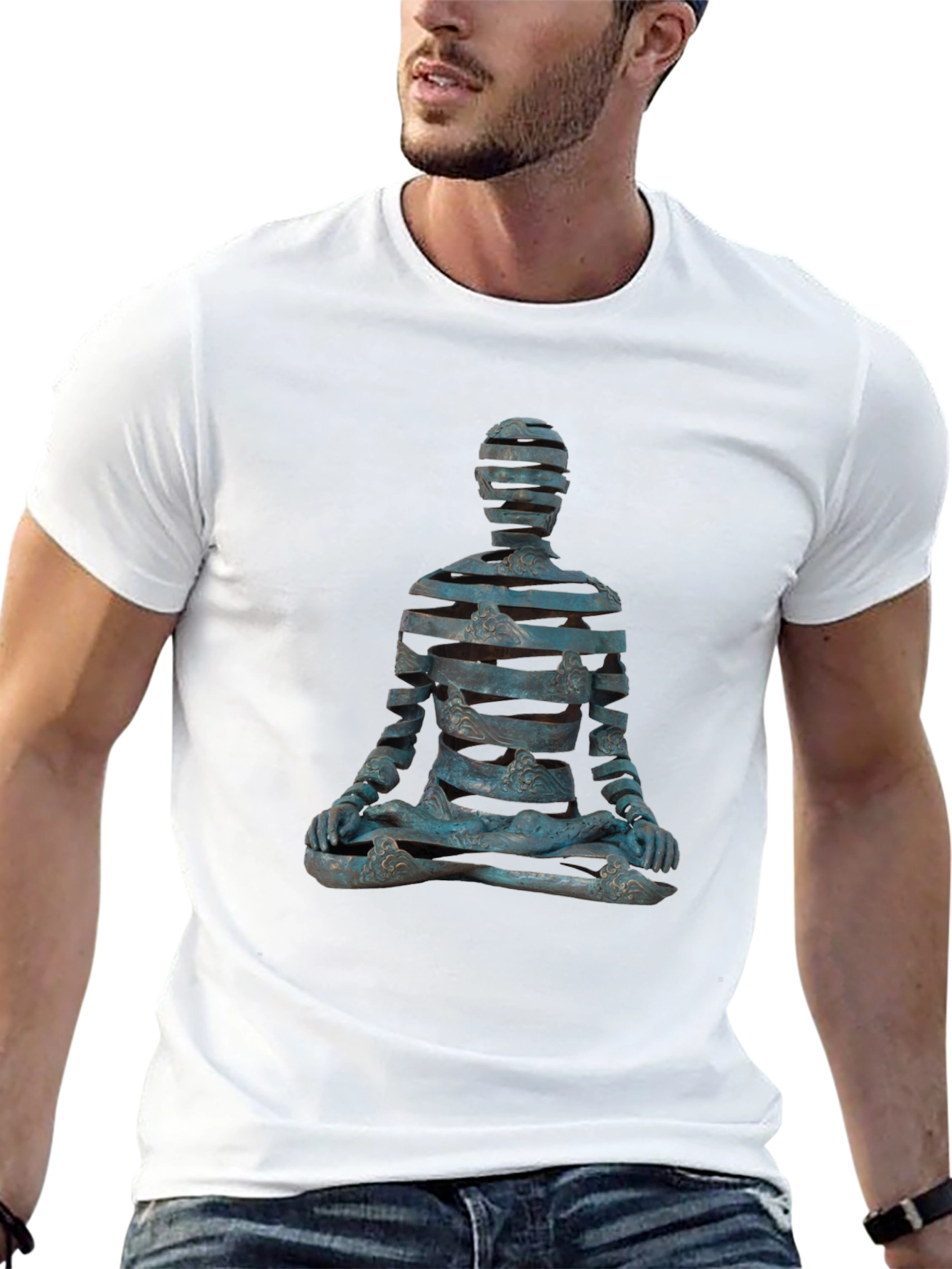 Abstract Meditating Figure Graphic T-Shirt