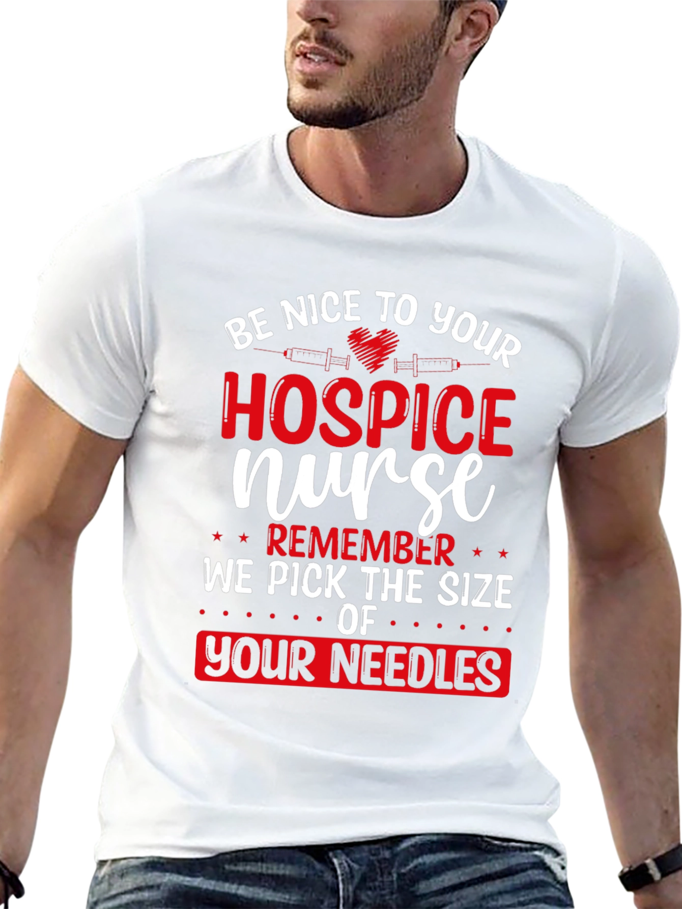 Hospice Nurse T-Shirt: Funny Needle Size Warning