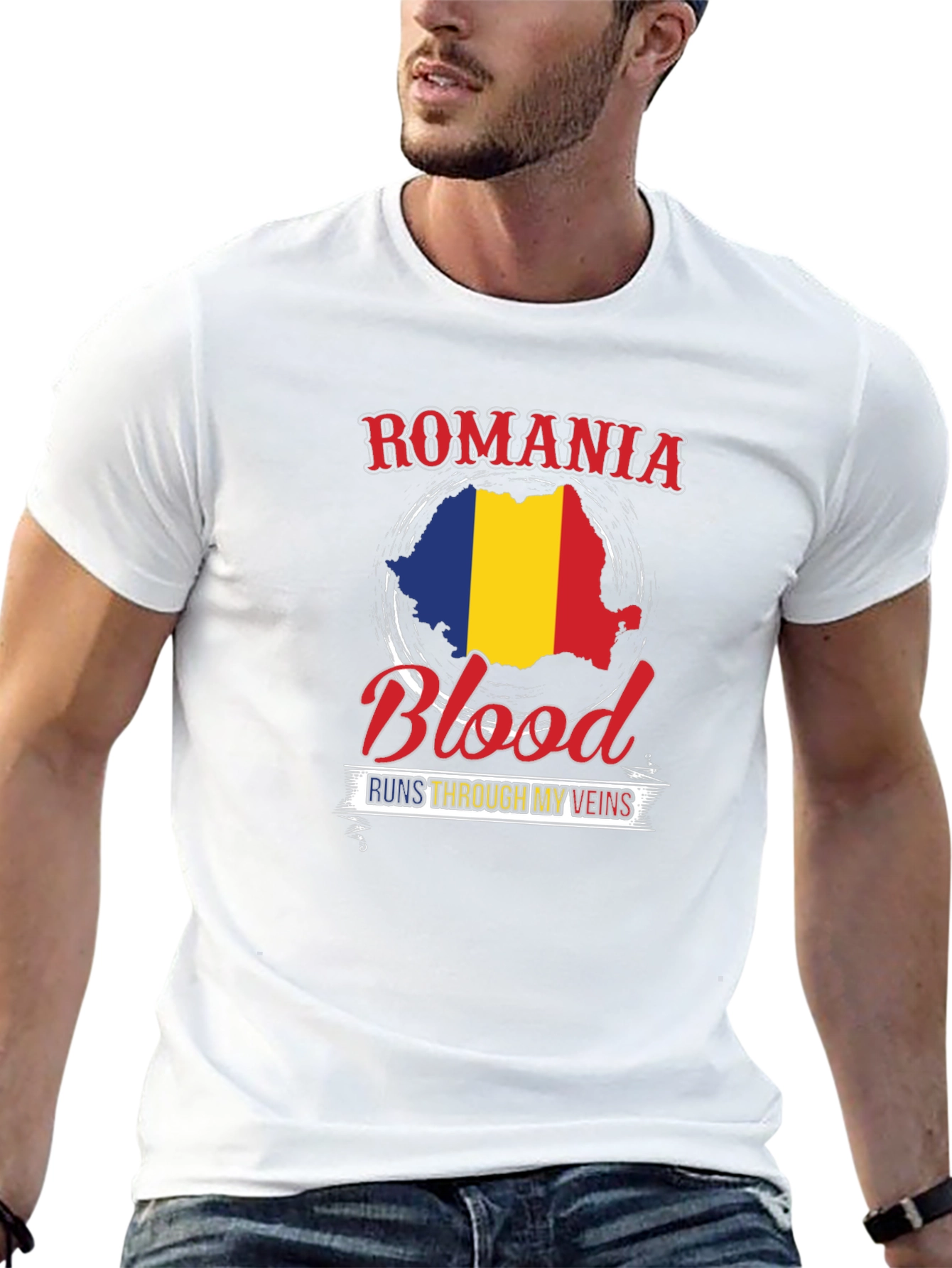 Romania Blood Runs Through My Veins Black T-Shirt
