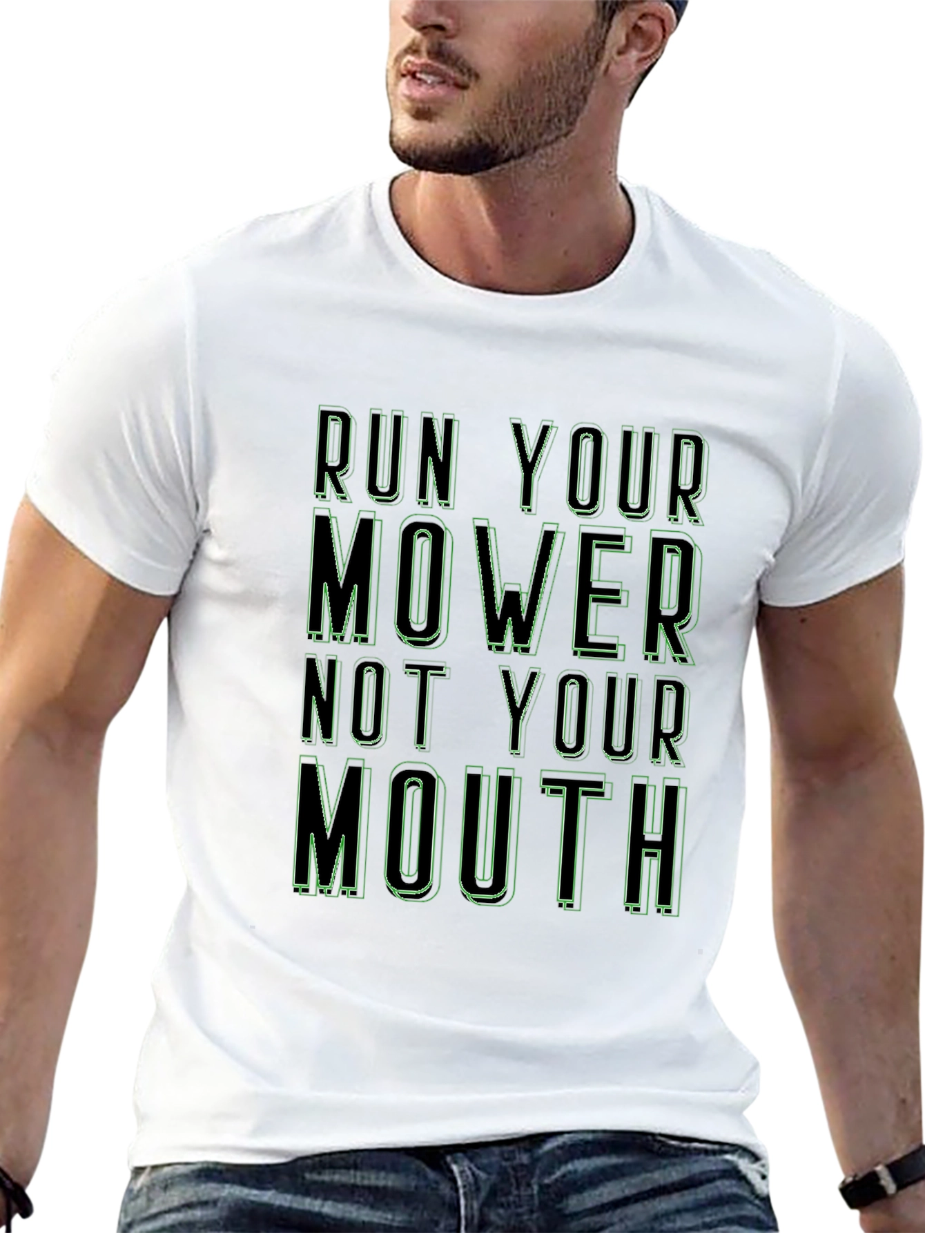 Run Your Mower Funny Black Graphic Tee