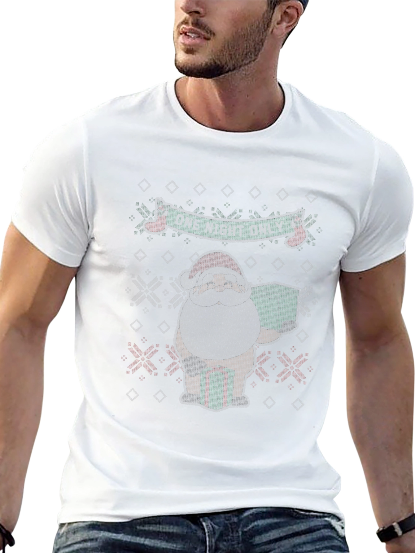 One Night Only Santa Ugly Christmas Sweater T-Shirt