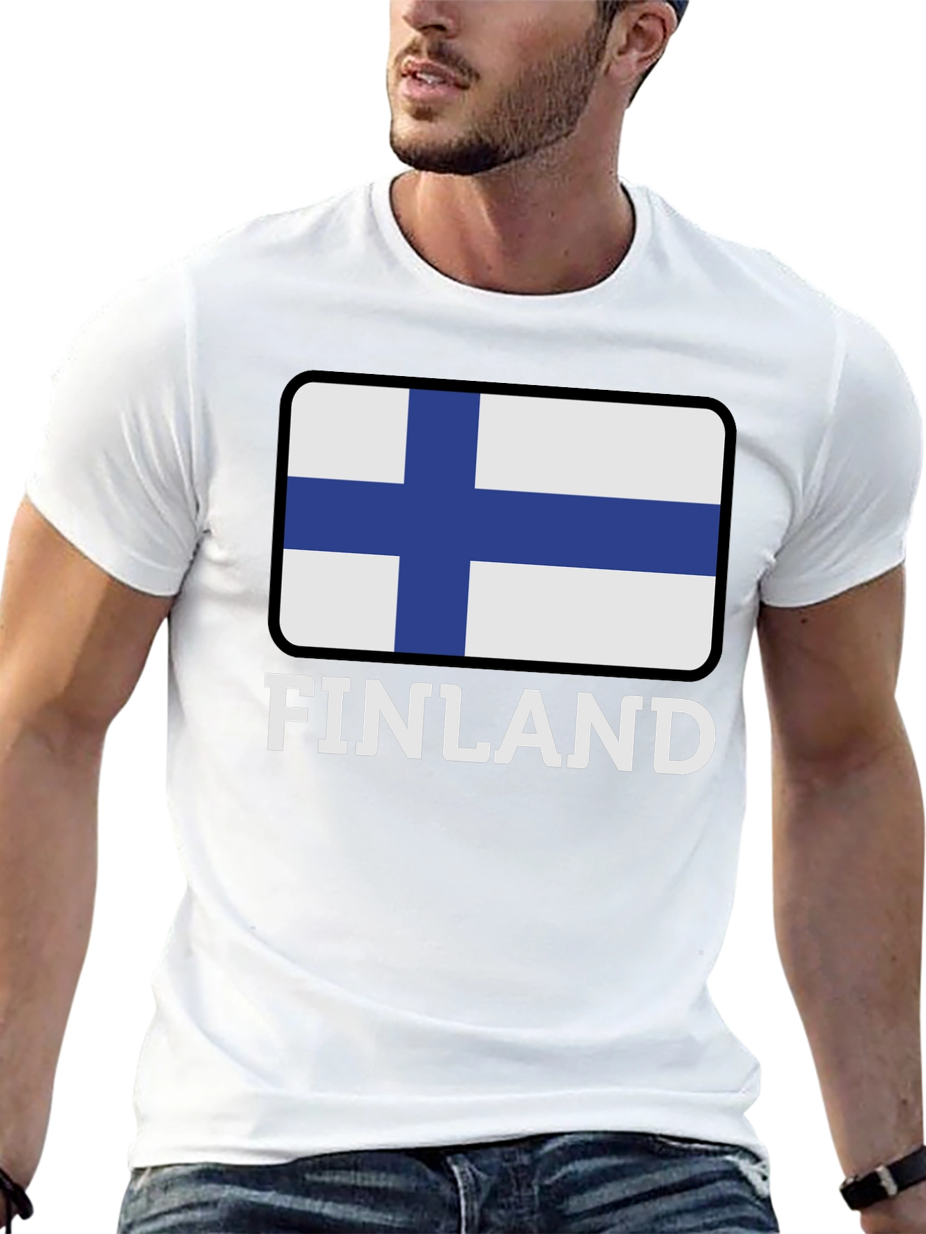 Finland Flag Graphic T-Shirt - Black Cotton Tee