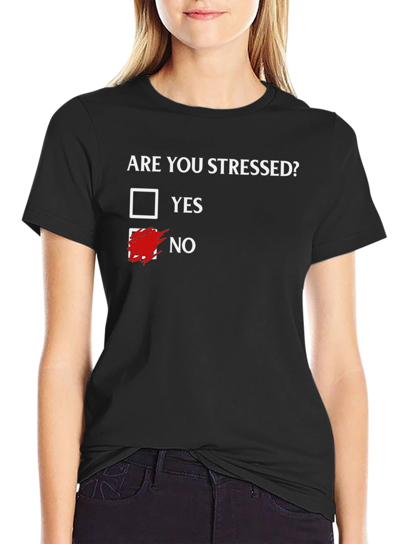 Funny Stressed? No T-Shirt - Black Cotton Tee
