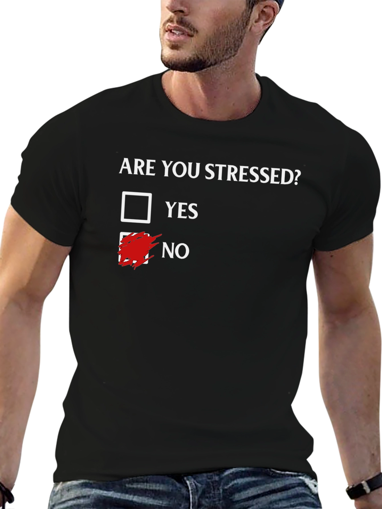 Funny Stressed? No T-Shirt - Black Cotton Tee