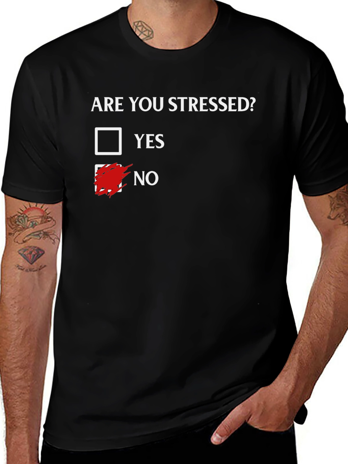 Funny Stressed? No T-Shirt - Black Cotton Tee