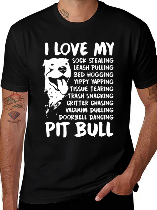 I Love My Pit Bull Dog Graphic T-Shirt