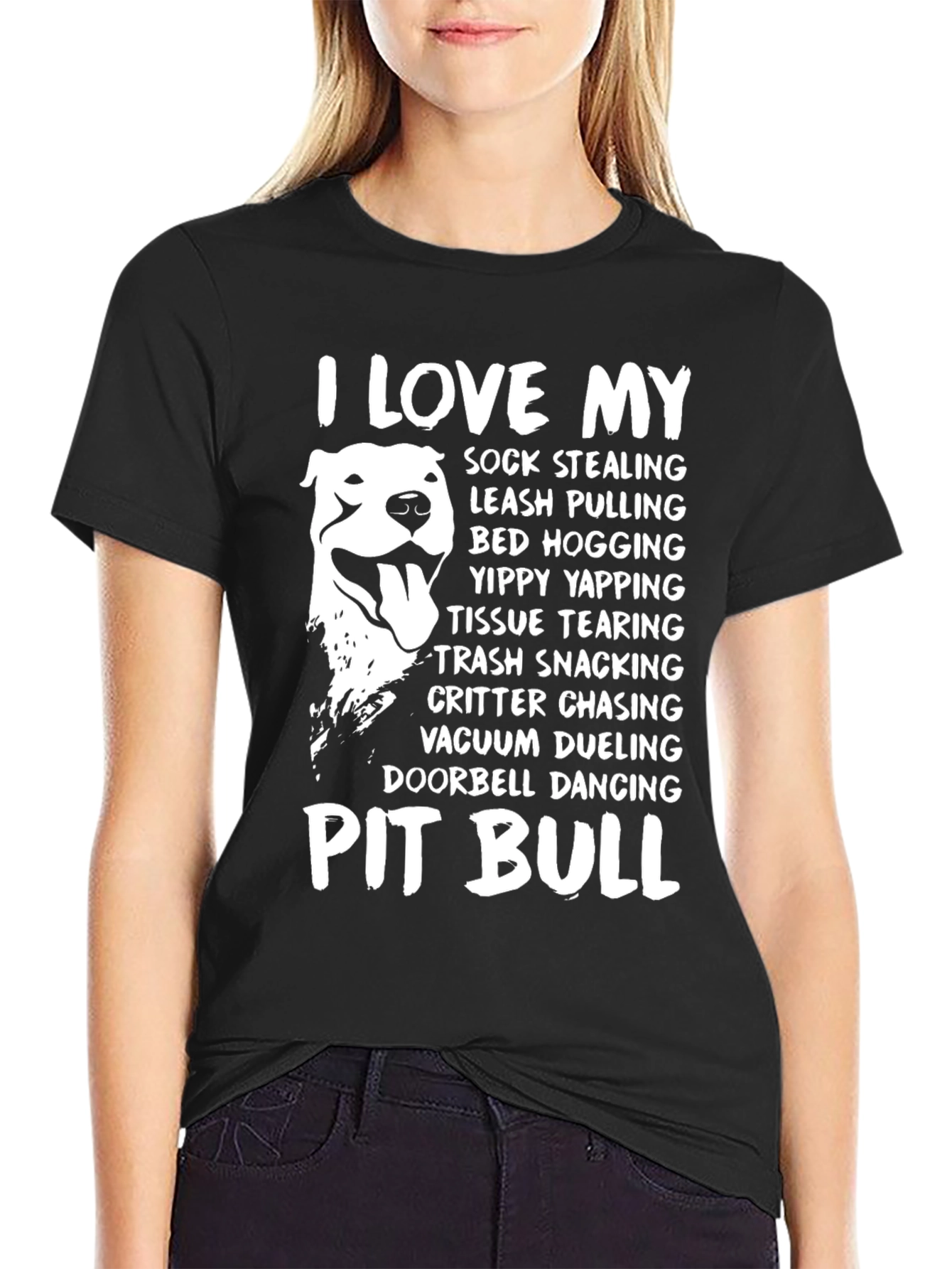 I Love My Pit Bull Dog Graphic T-Shirt