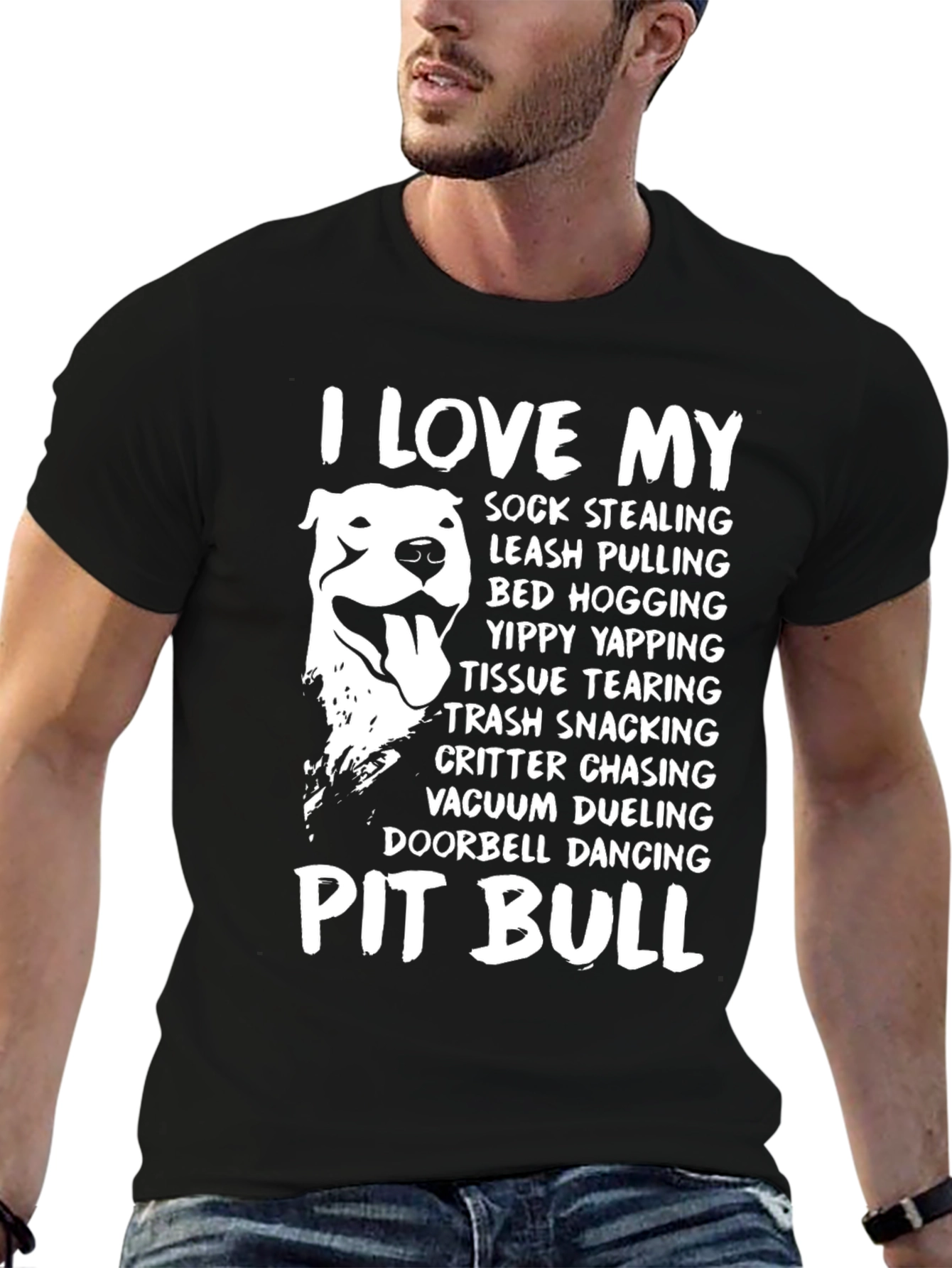 I Love My Pit Bull Dog Graphic T-Shirt