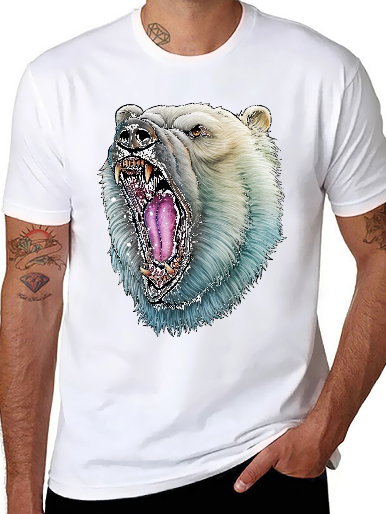 Polar Bear Graphic Tee - Fierce Animal Design