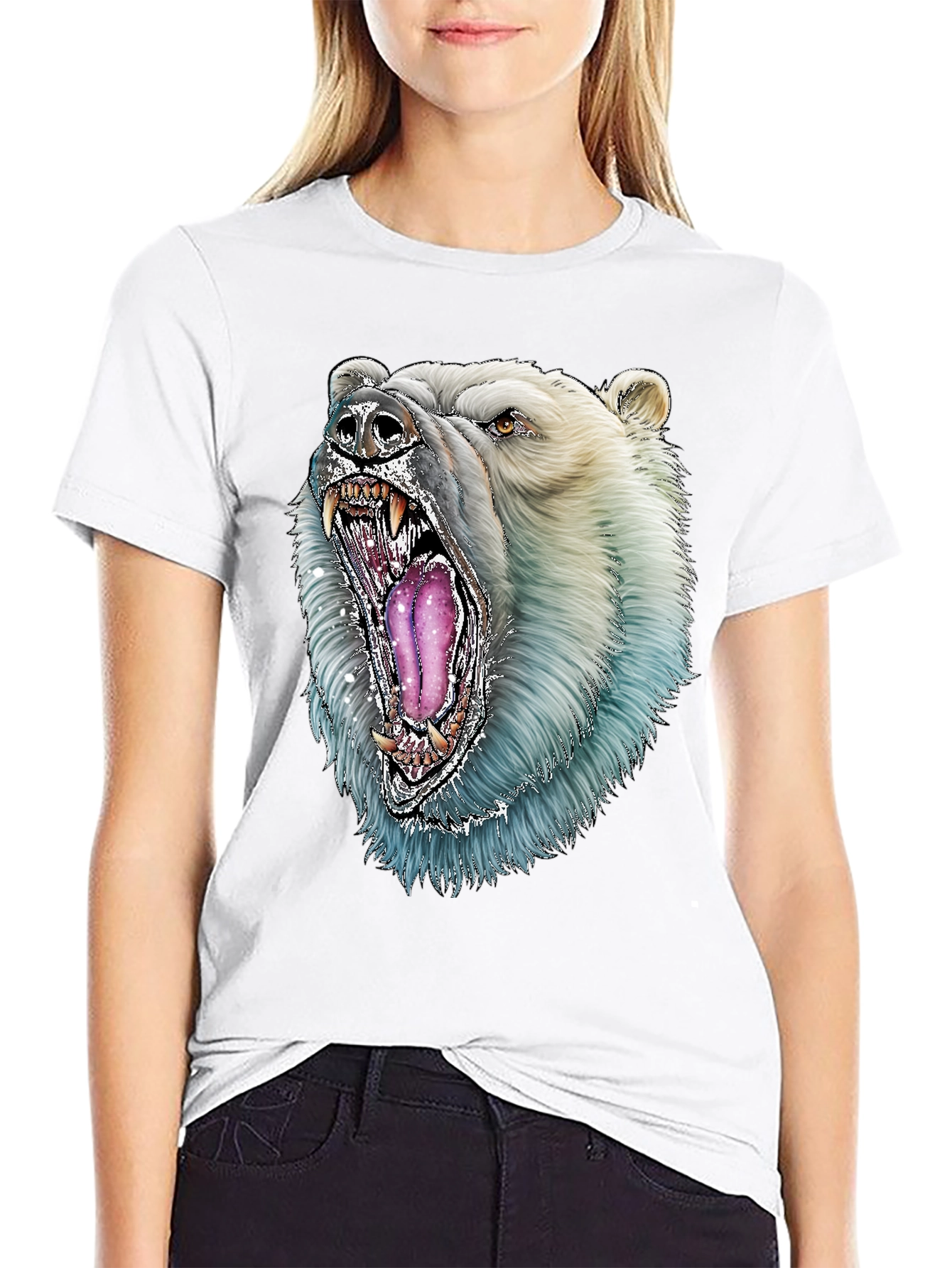 Polar Bear Graphic Tee - Fierce Animal Design