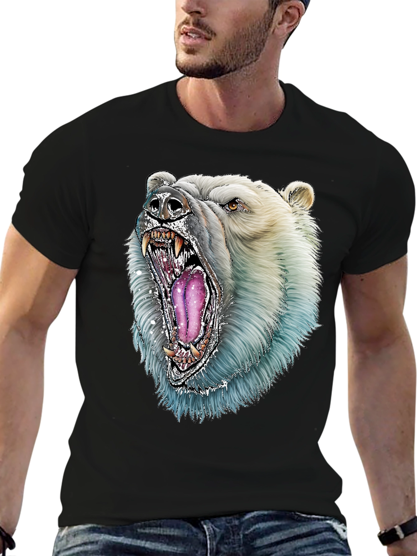 Polar Bear Graphic Tee - Fierce Animal Design