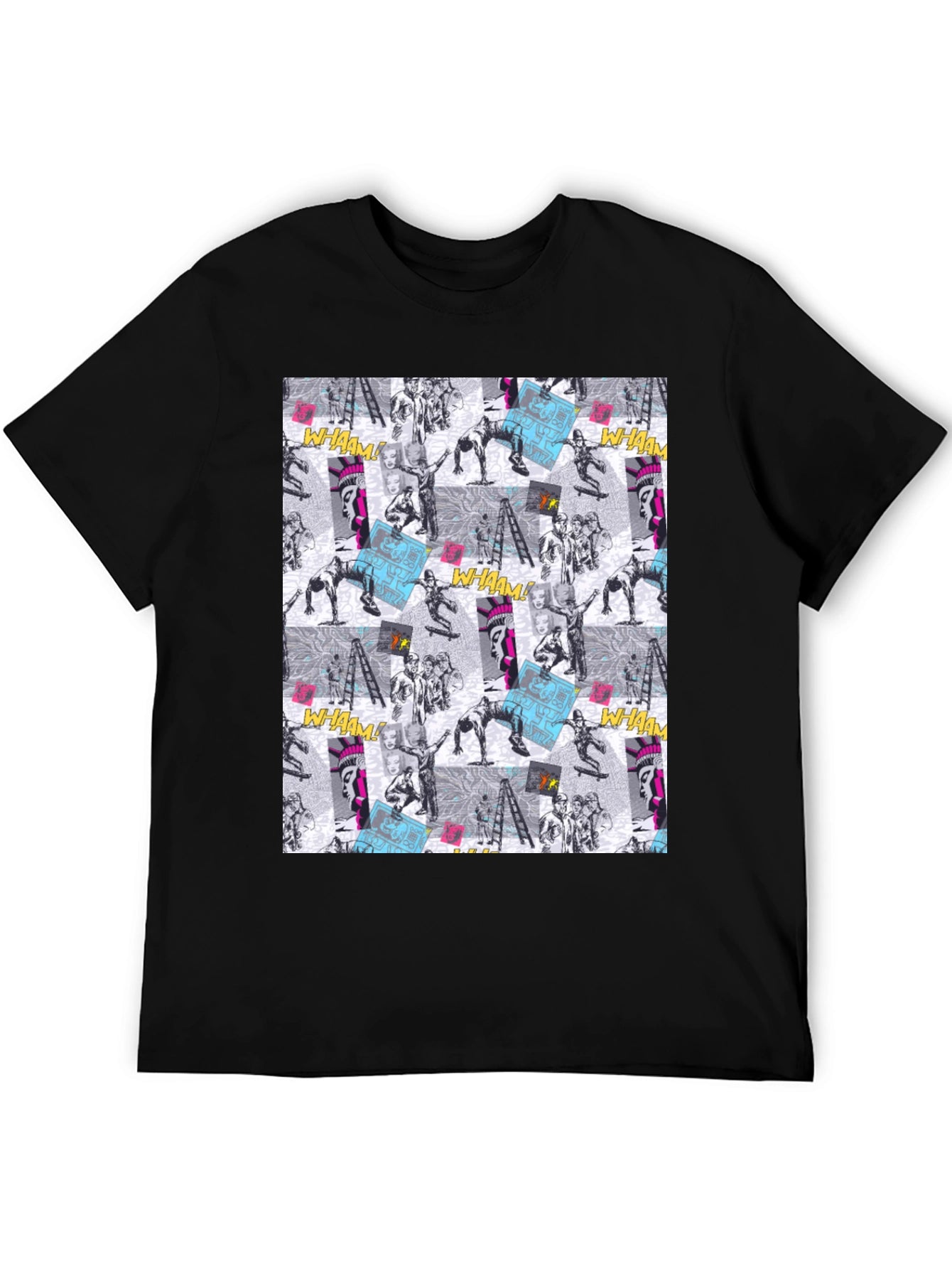 Edgy Comic Print Black T-Shirt