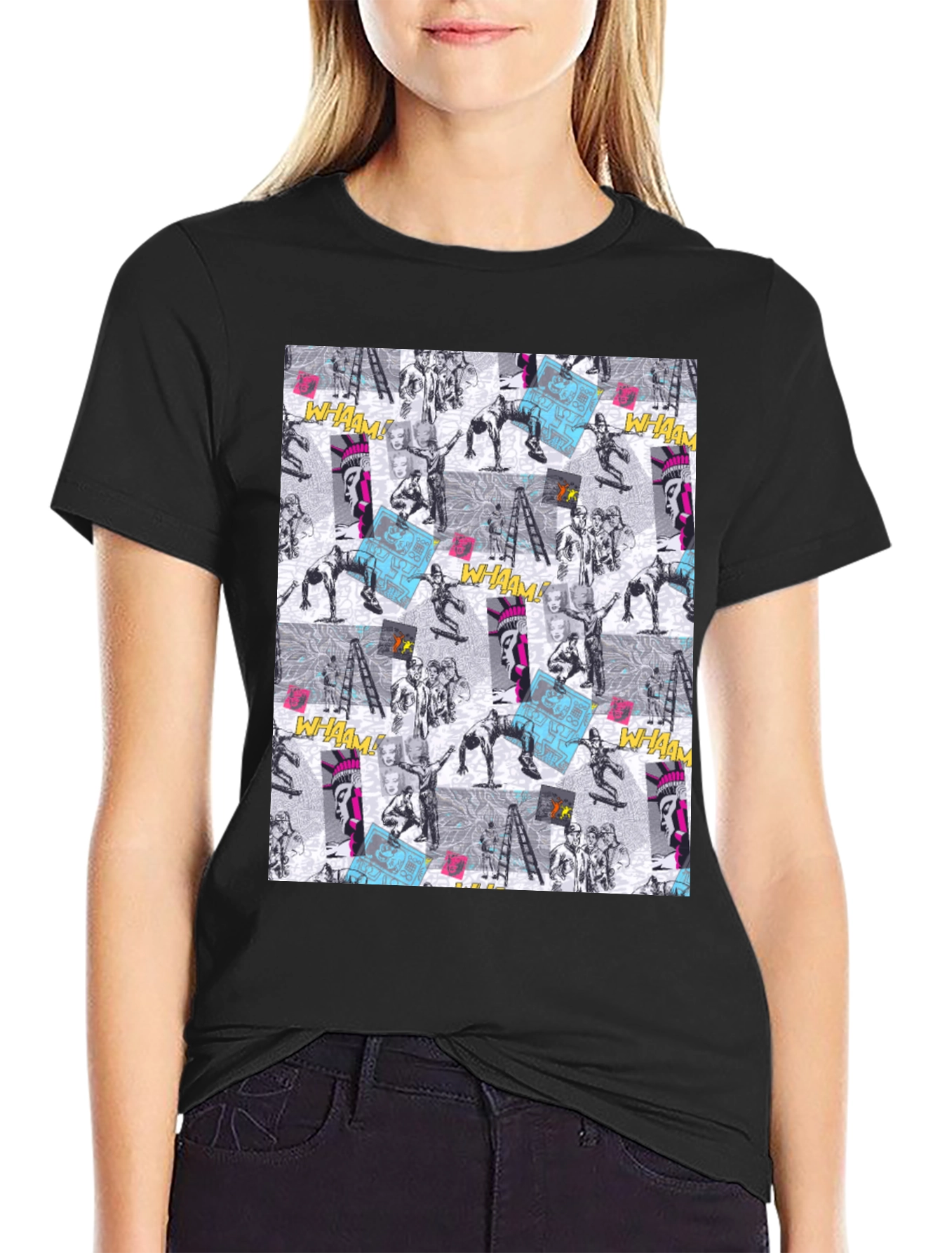 Edgy Comic Print Black T-Shirt