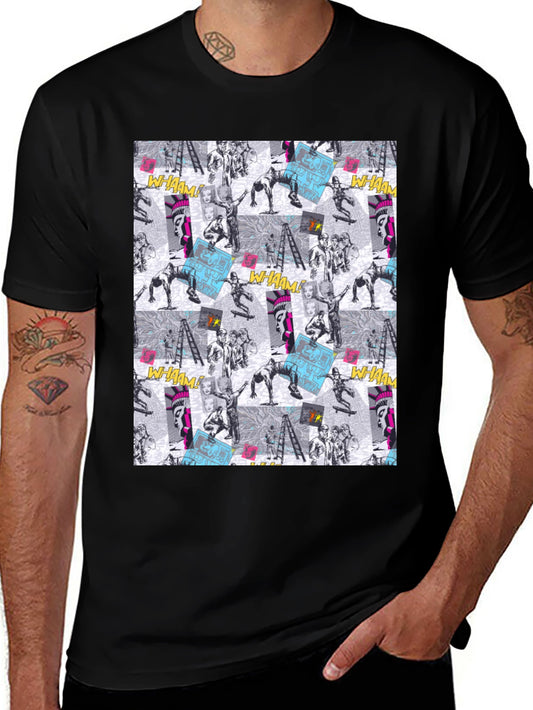 Edgy Comic Print Black T-Shirt