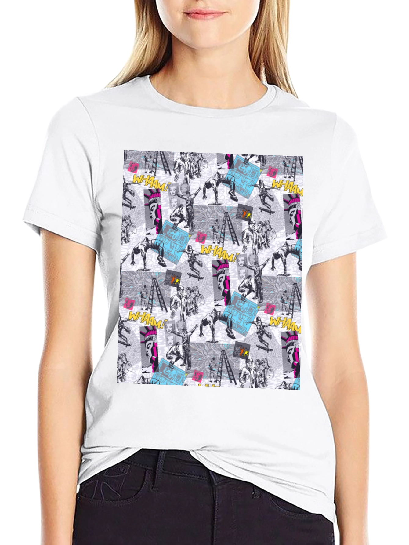 Edgy Comic Print Black T-Shirt