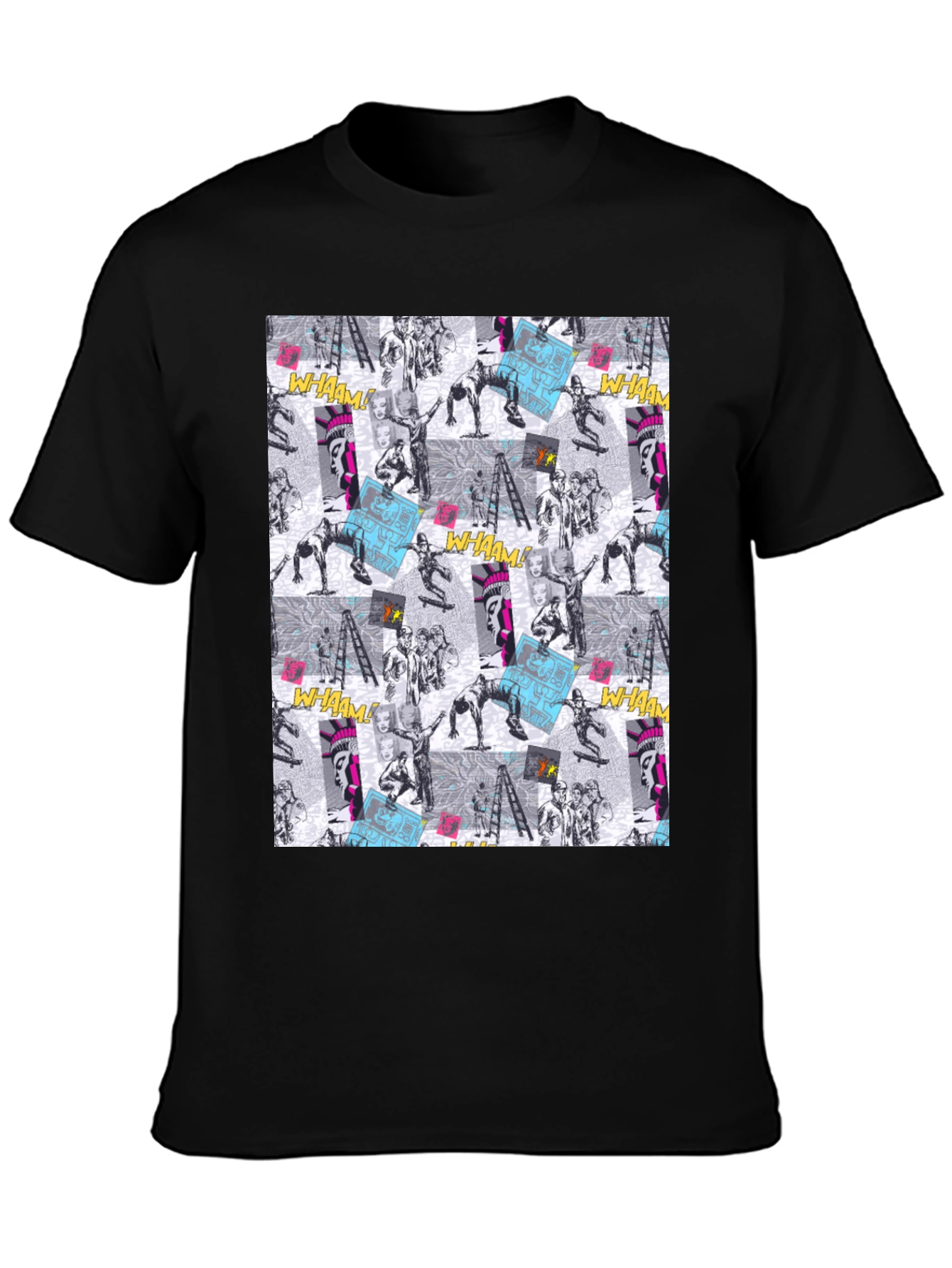 Edgy Comic Print Black T-Shirt