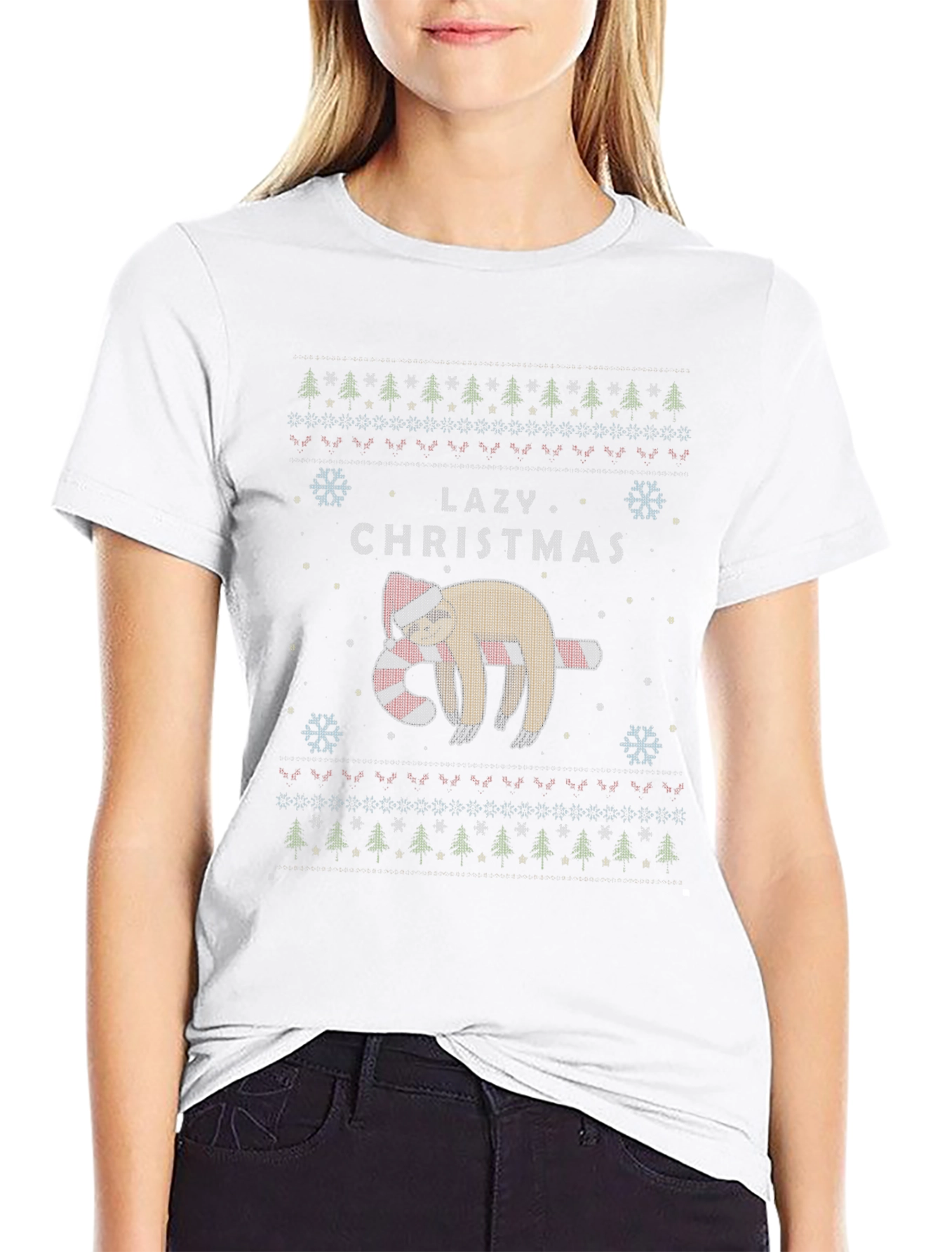 Lazy Christmas Sloth Ugly Christmas Sweater T-Shirt